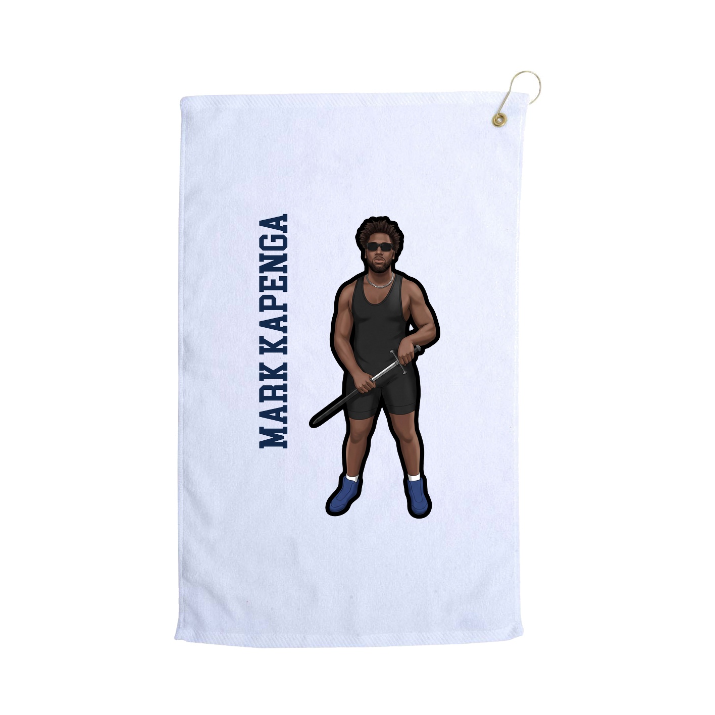 Golf Towel — Name Vertical in White