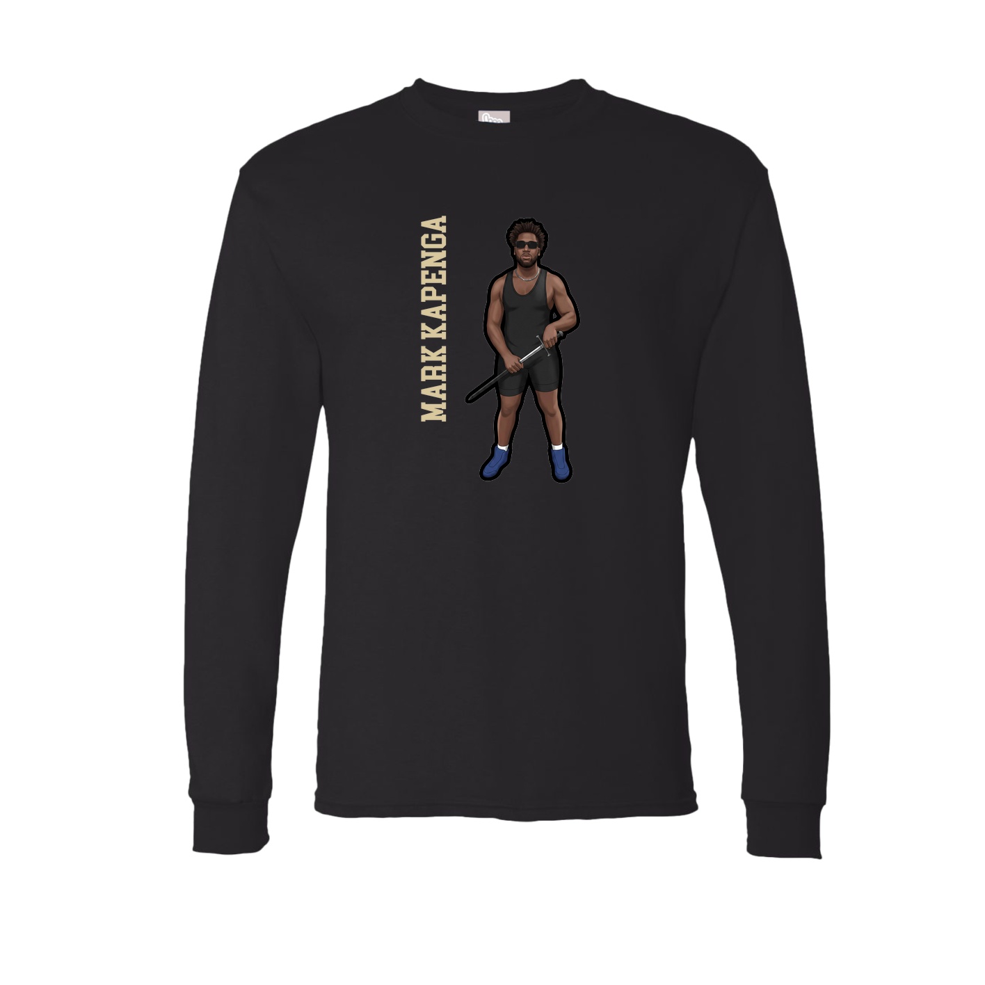Long Sleeve Tee — Name Vertical in Black