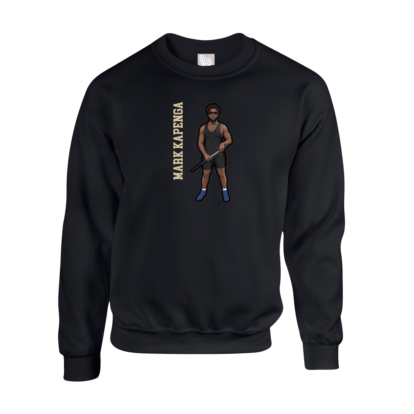 Fleece Crew — Name Vertical in Black