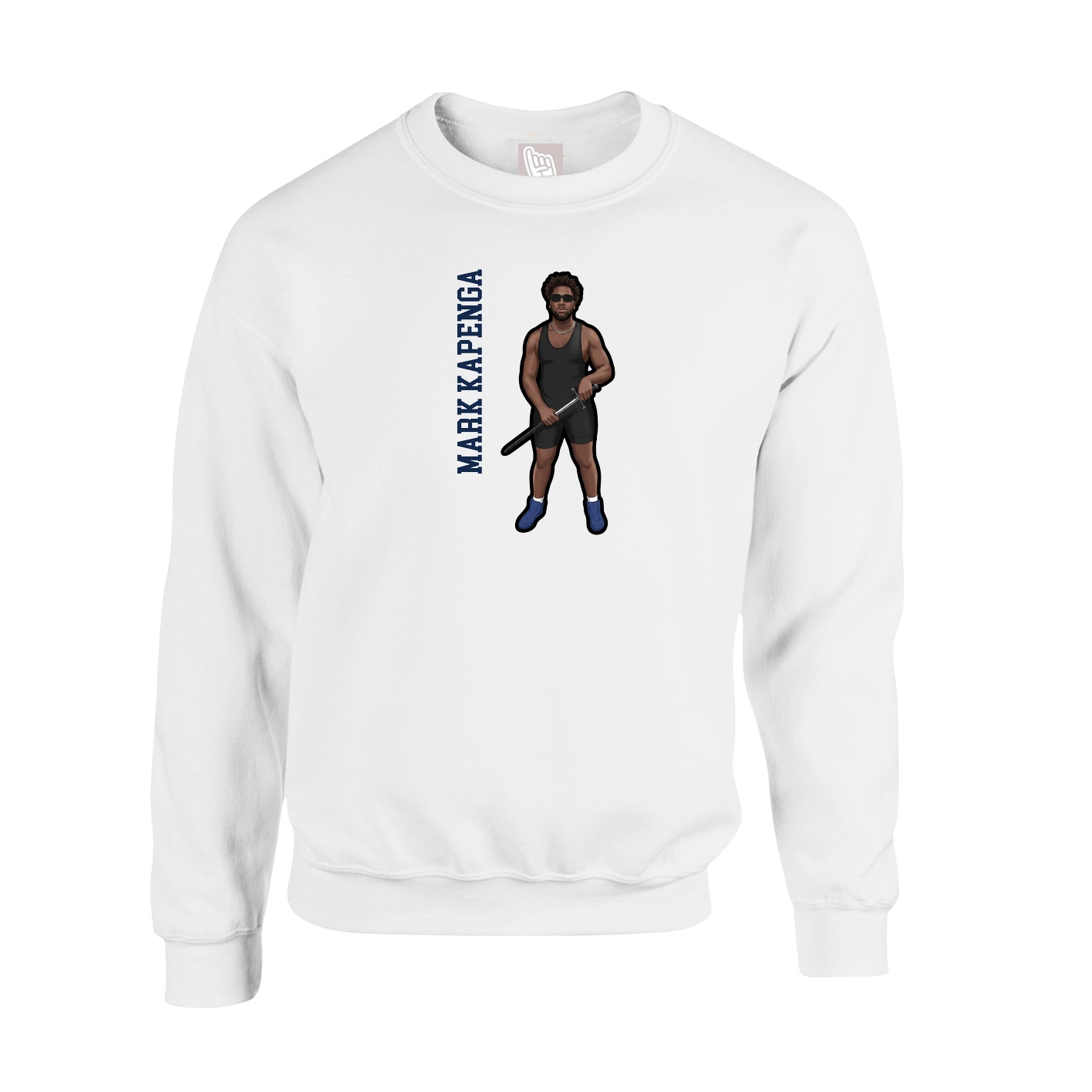 Fleece Crew — Name Vertical in White