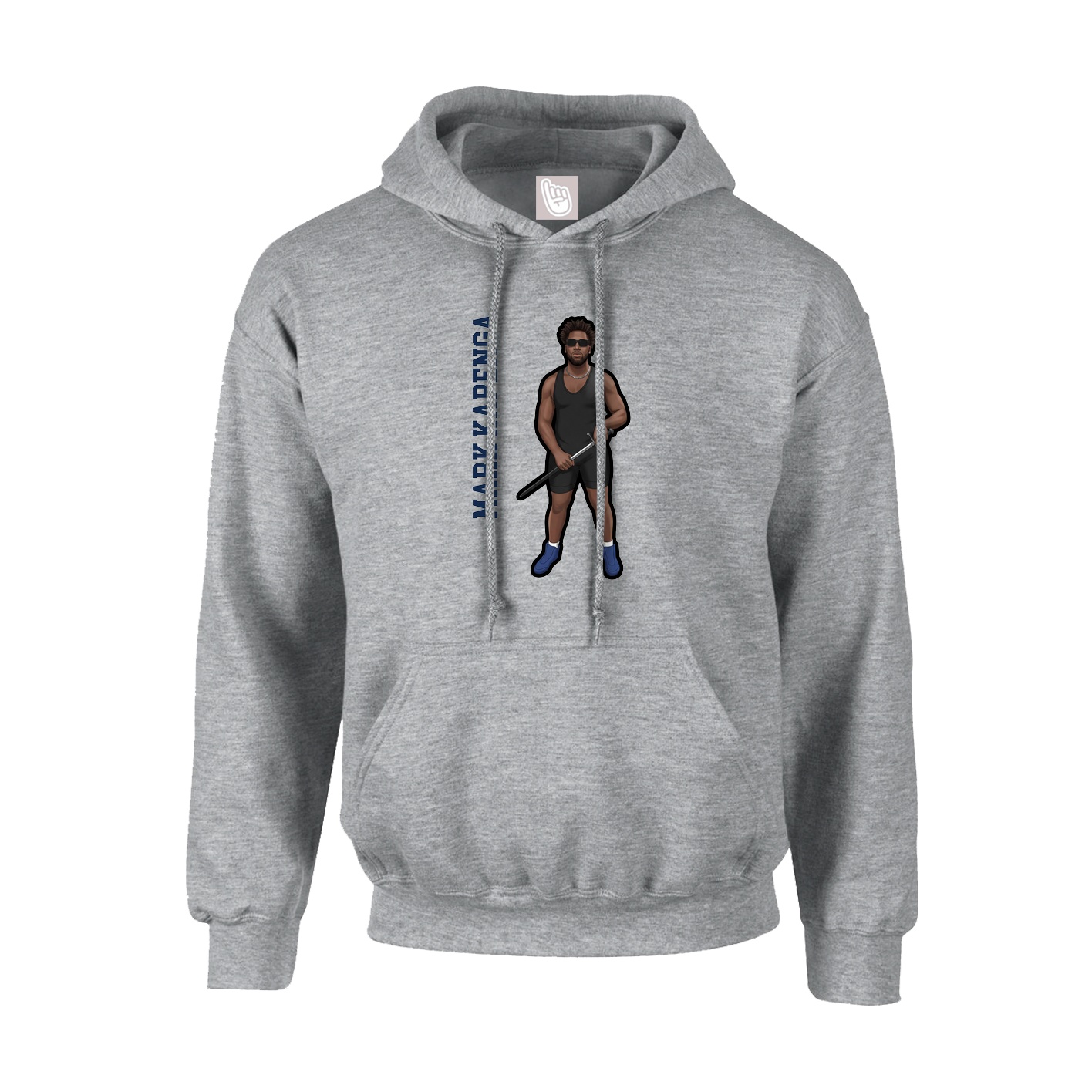 Youth Hoodie — Name Vertical in Grey