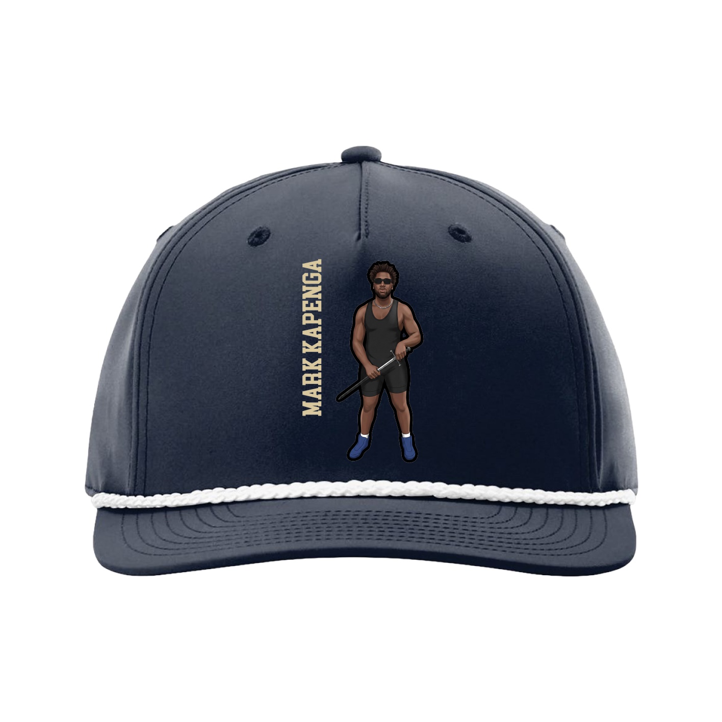 Five-Panel Classic Rope Cap — Name Vertical in Navy
