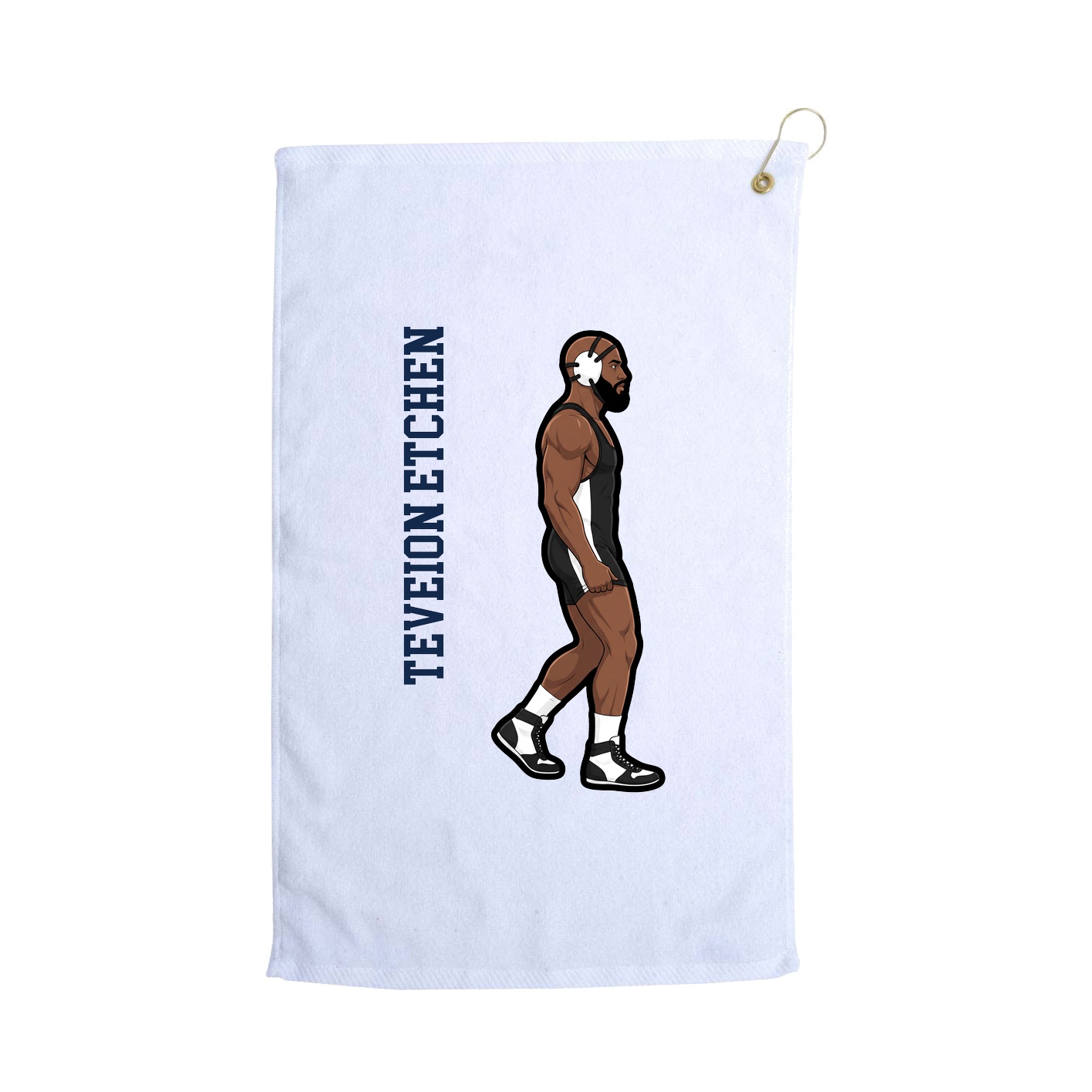 Golf Towel — Name Vertical in White
