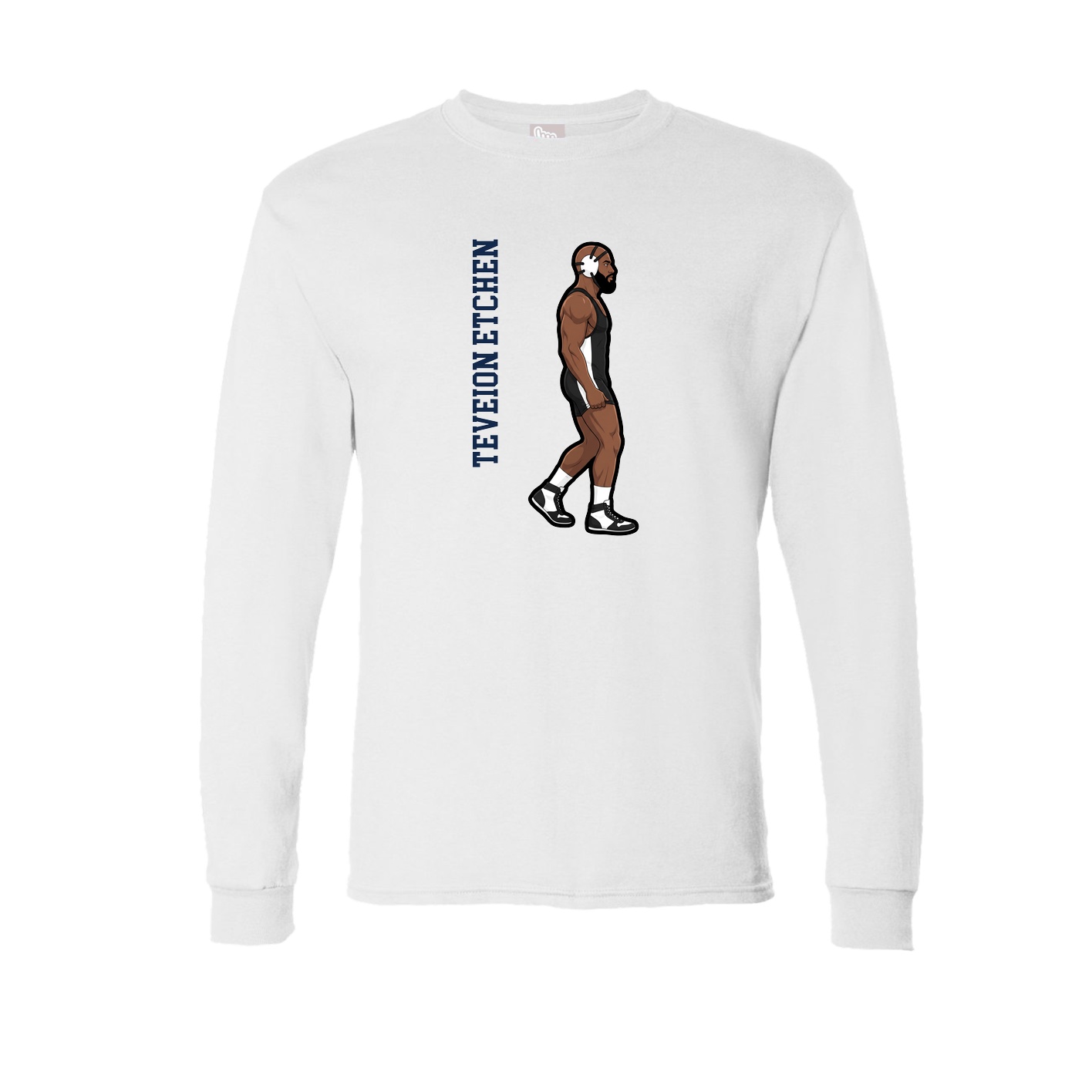 Long Sleeve Tee — Name Vertical in White
