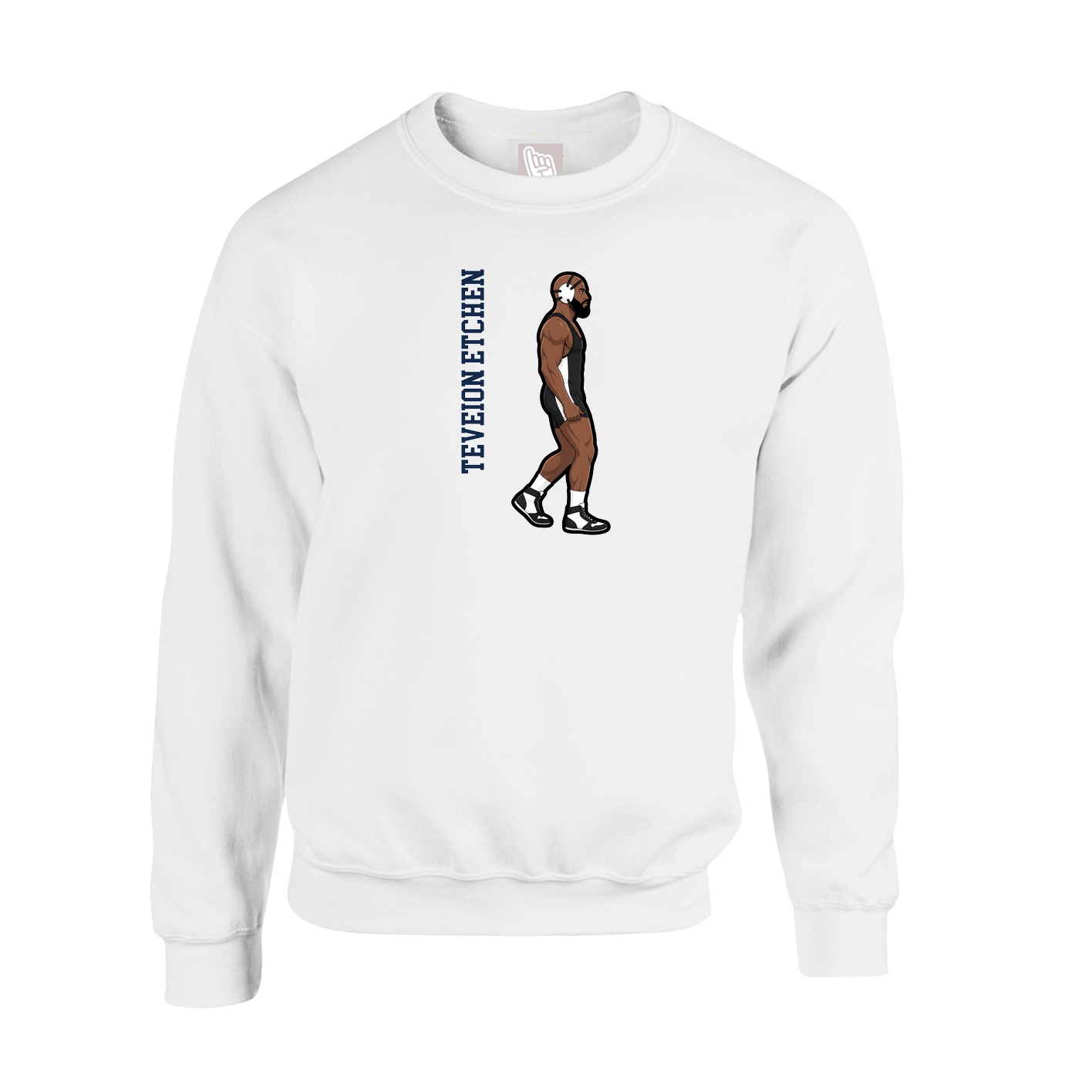 Fleece Crew — Name Vertical in White