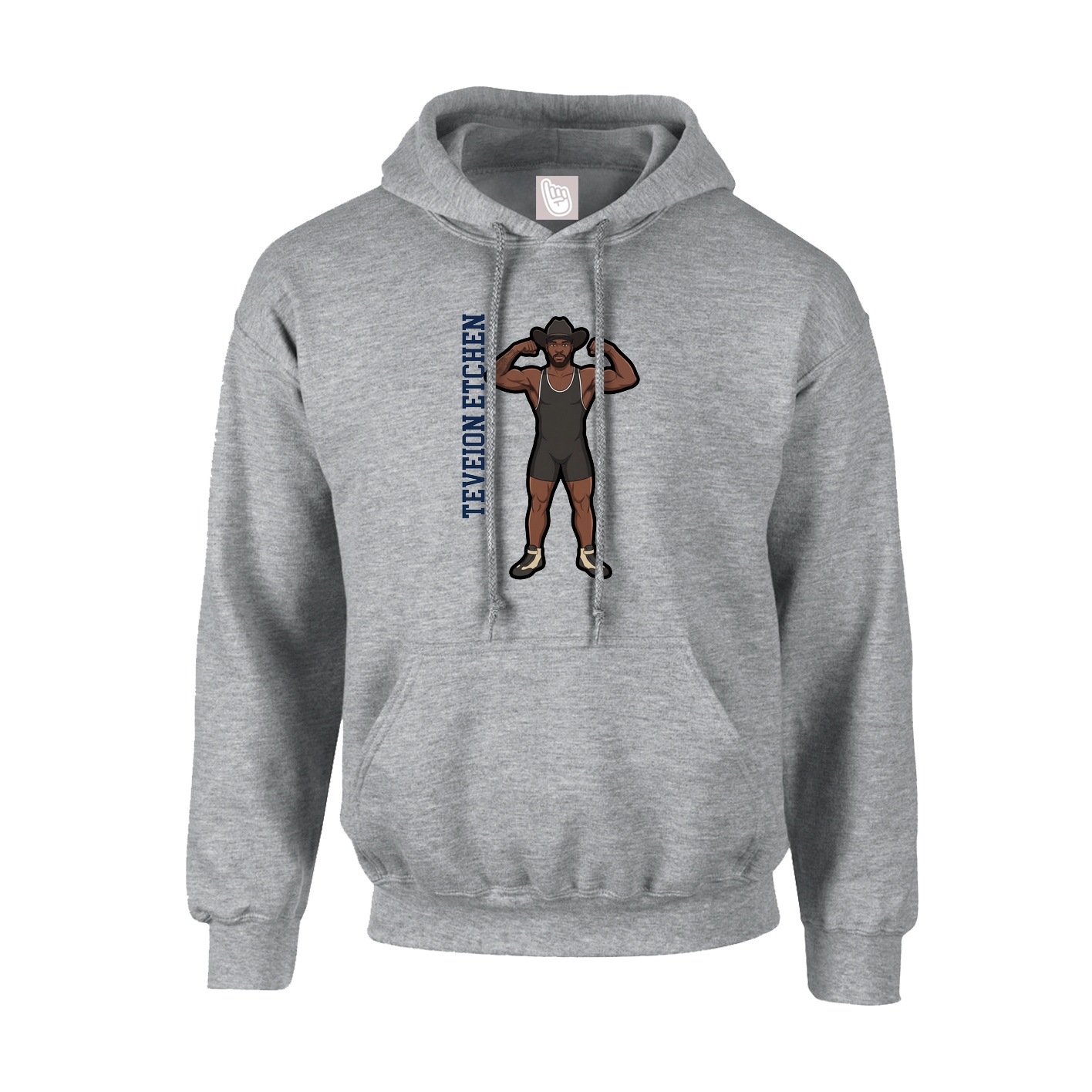 Youth Hoodie — Name Vertical in Grey