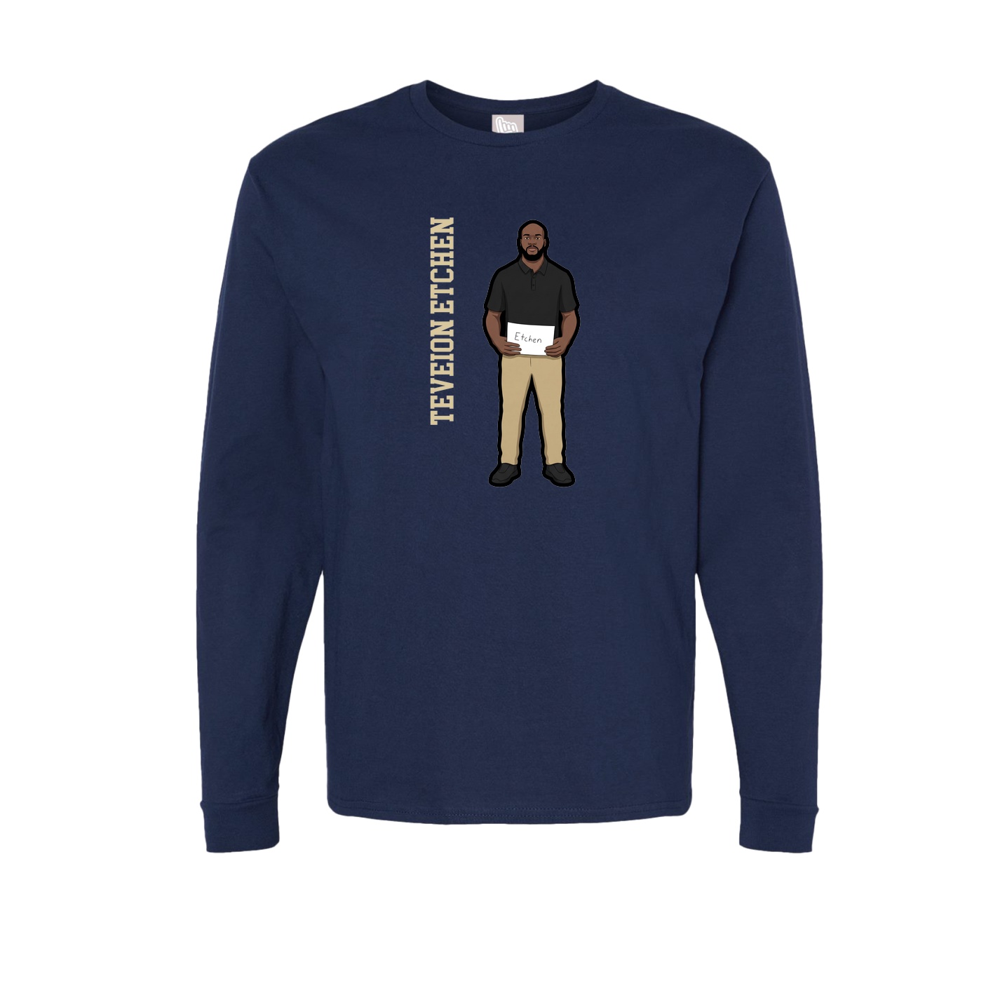 Long Sleeve Tee — Name Vertical in Navy