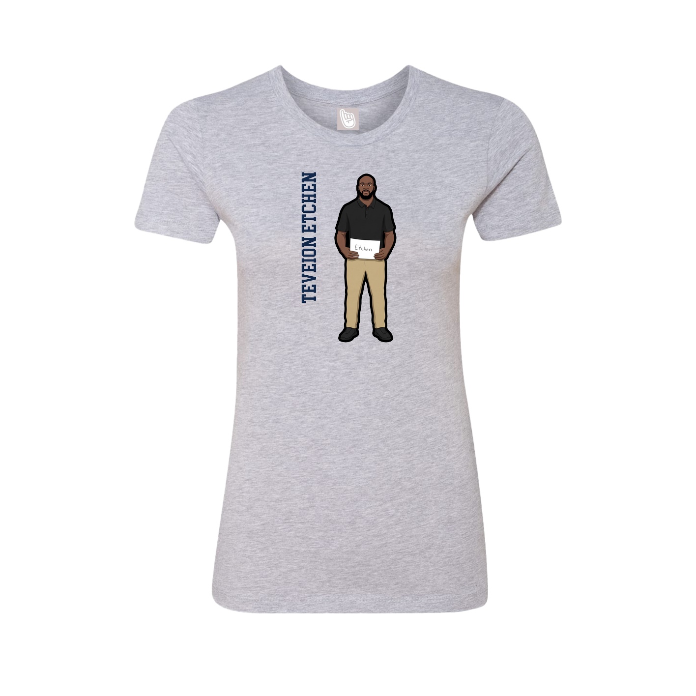Fitted Women's Tee — Name Vertical in Grey