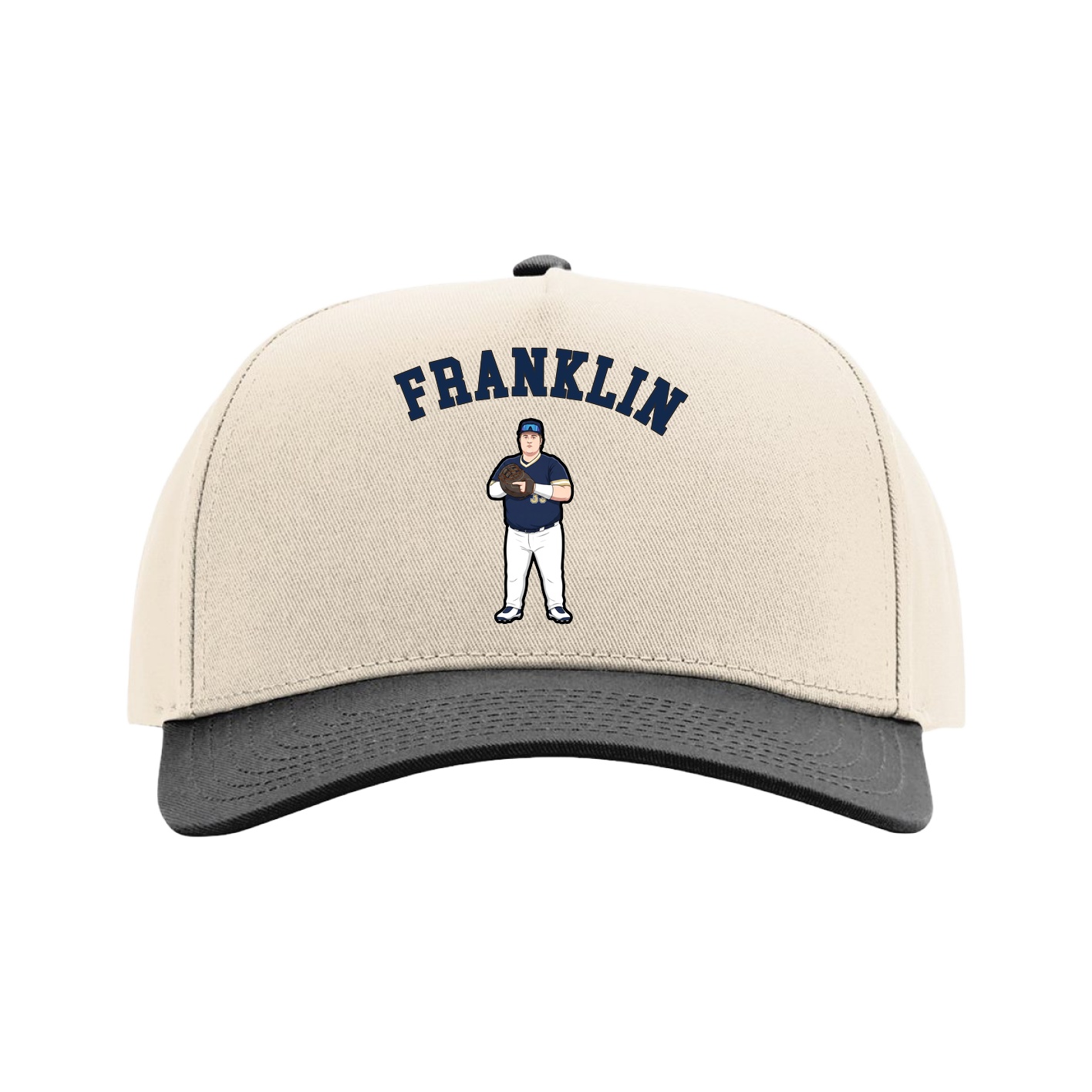 Full Fabric Five-Panel Champ Cap — Shirsey Arch in Cream/Black