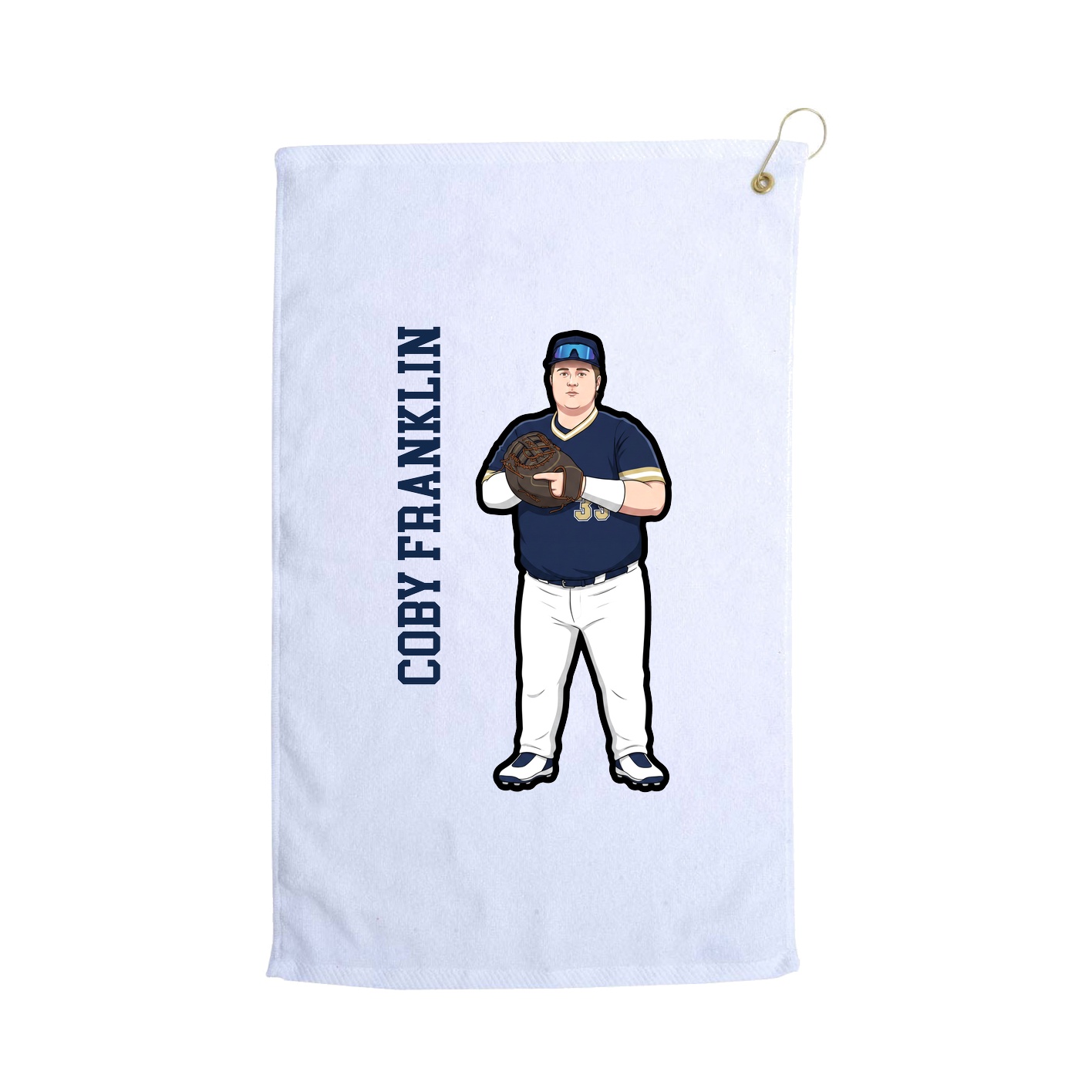 Golf Towel — Name Vertical in White