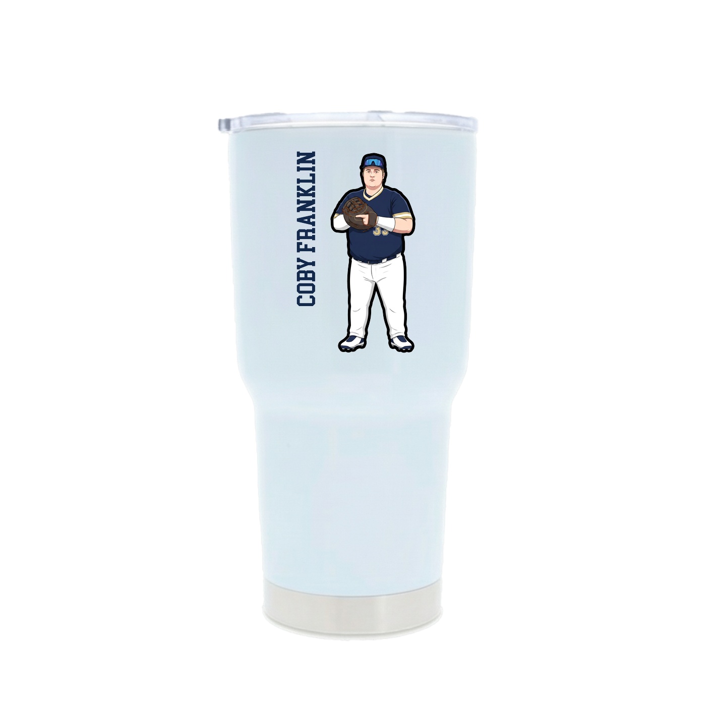 30oz Stainless Steel Tumbler — Name Vertical in White
