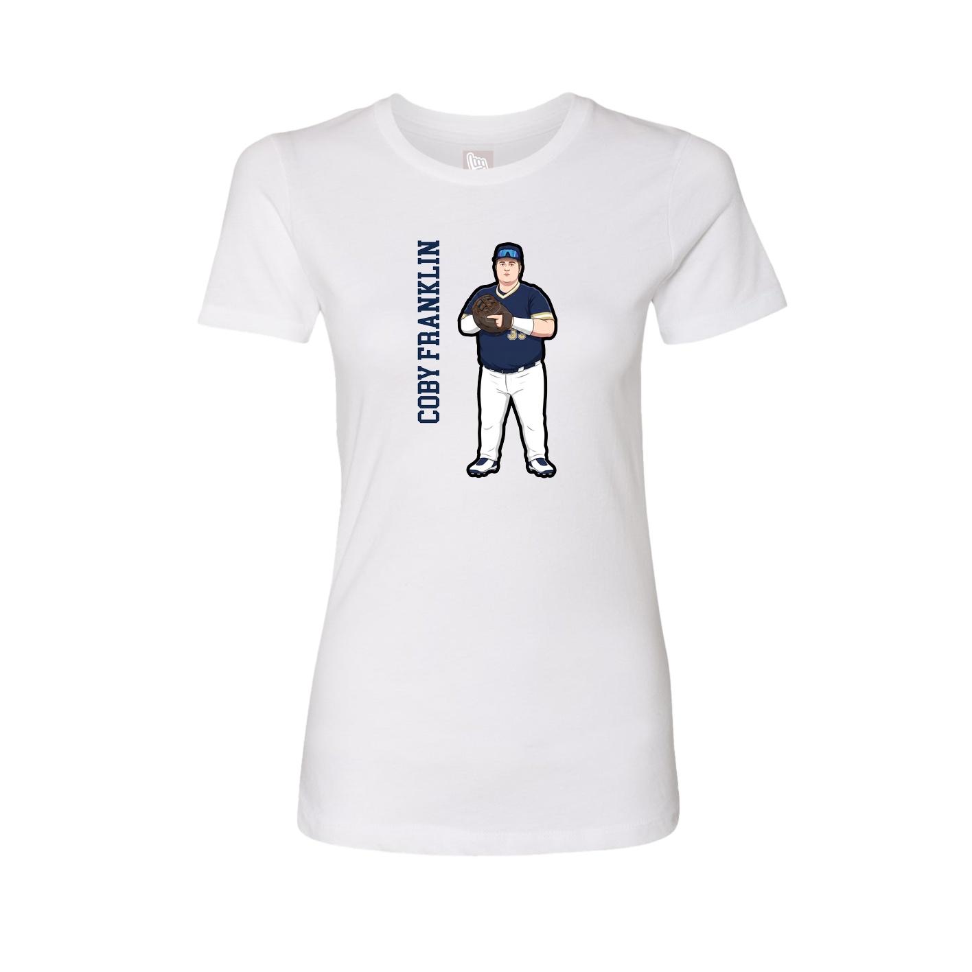 Fitted Women's Tee — Name Vertical in White