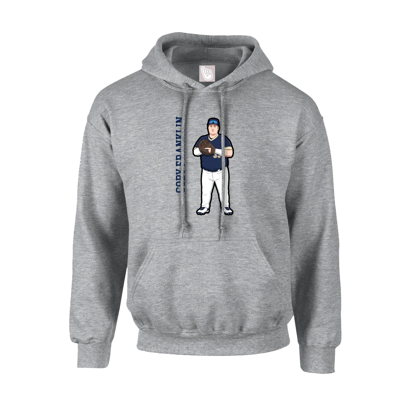 Hoodie — Name Vertical in Grey