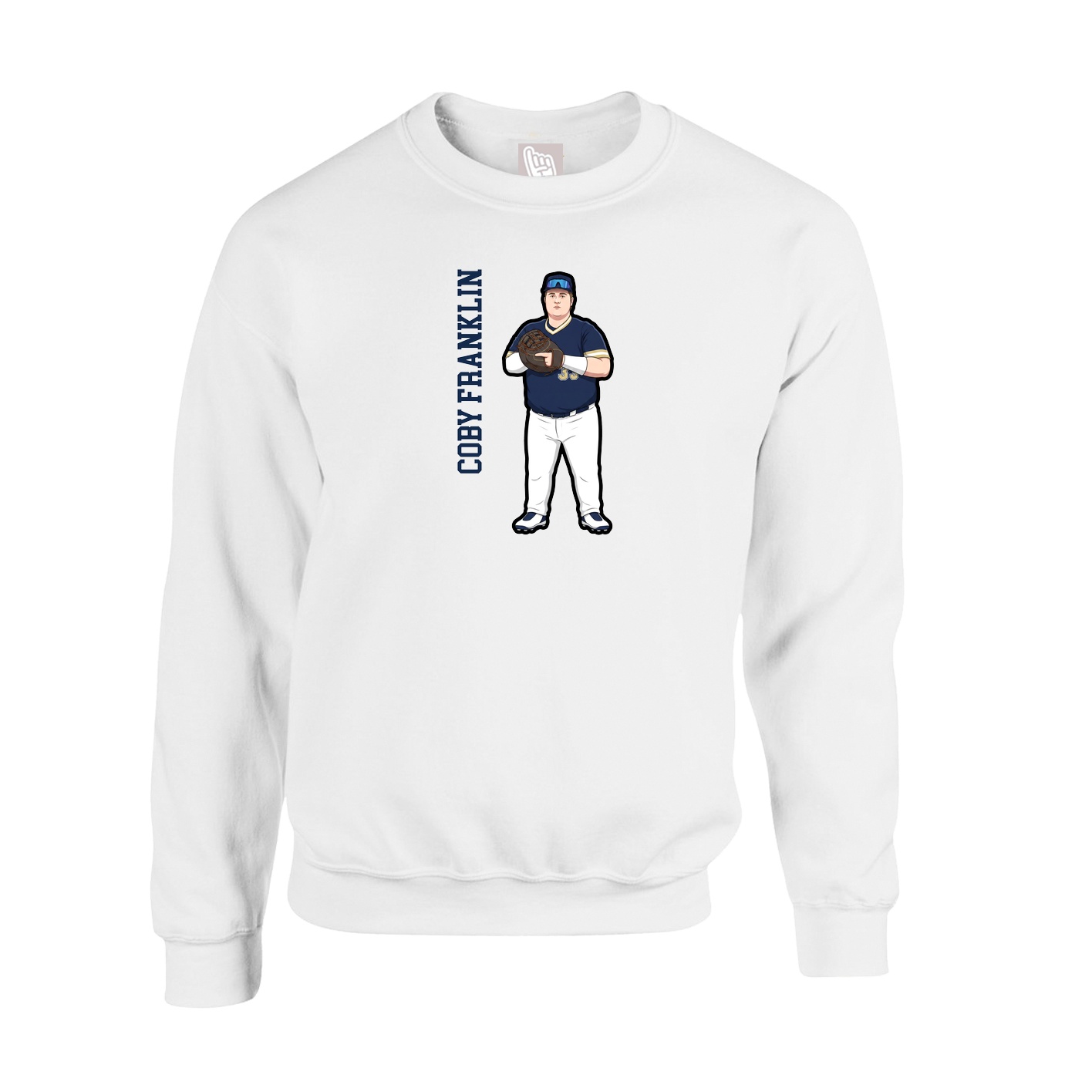 Fleece Crew — Name Vertical in White
