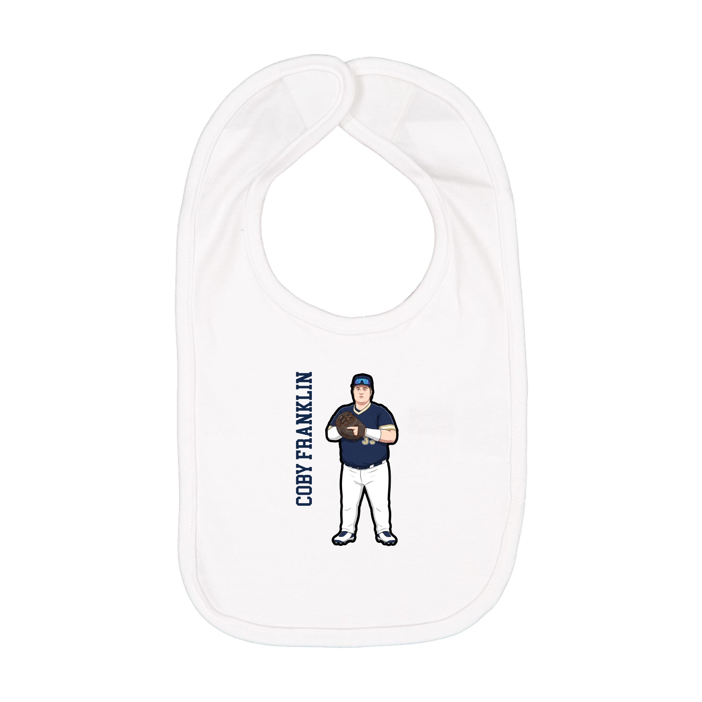 Infant Bib — Name Vertical in White