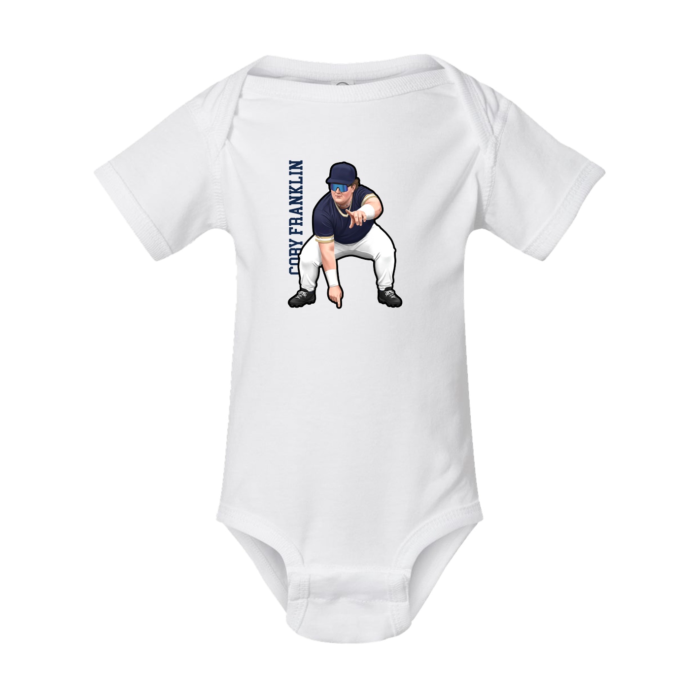 Baby Onesie — Name Vertical in White