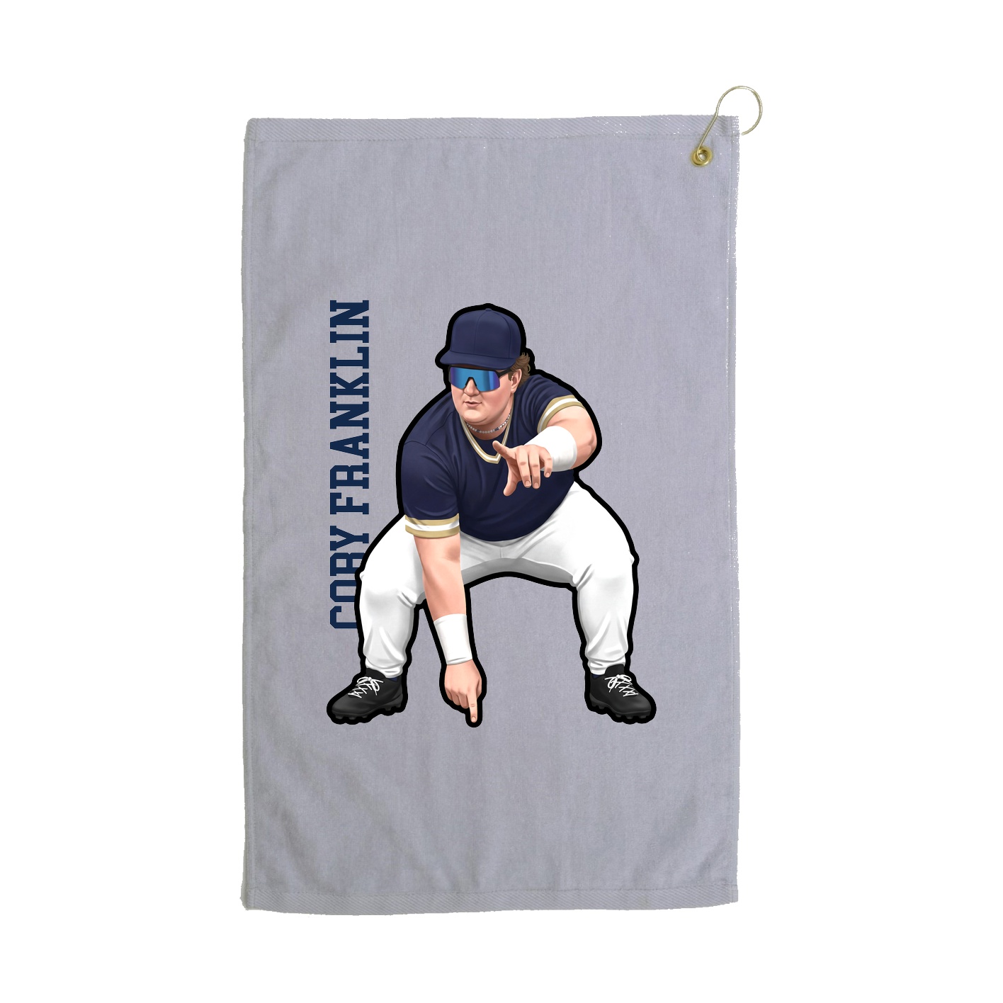 Golf Towel — Name Vertical in Grey