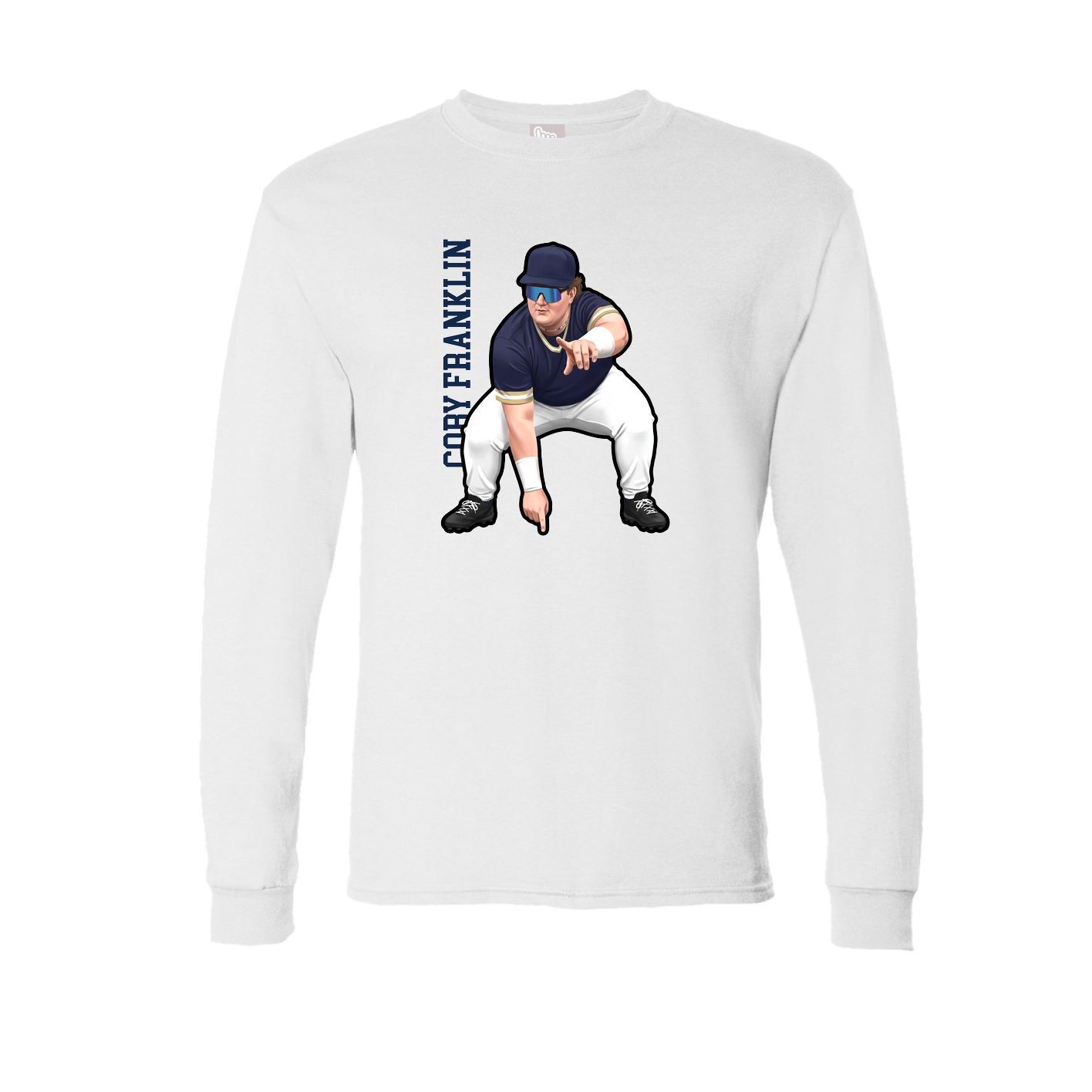 Long Sleeve Tee — Name Vertical in White