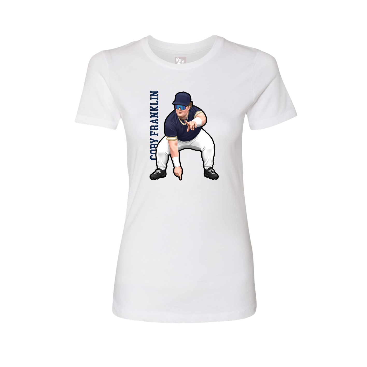 Womens Tee — Name Vertical in White