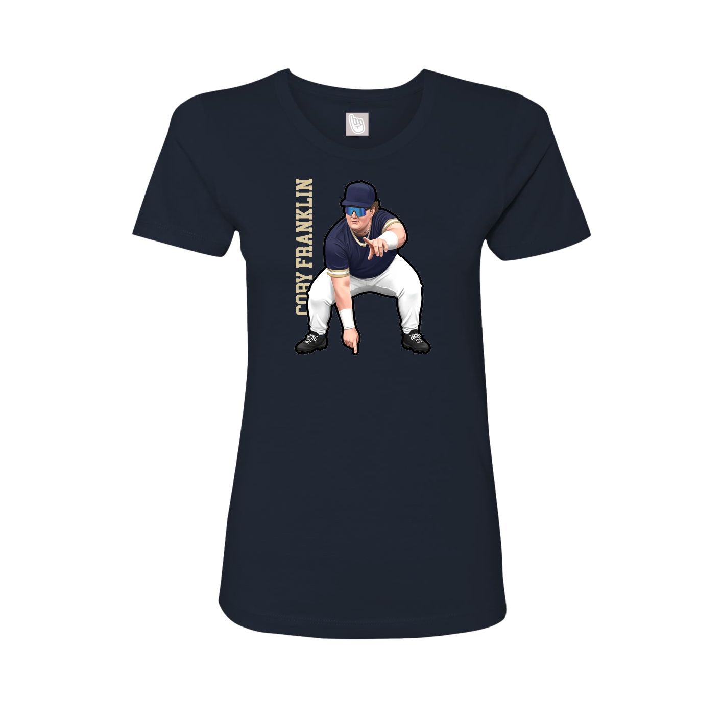 Fitted Women's Tee — Name Vertical in Navy