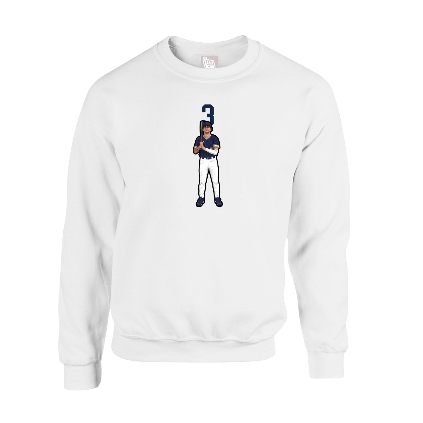 Fleece Crew — Number Top in White