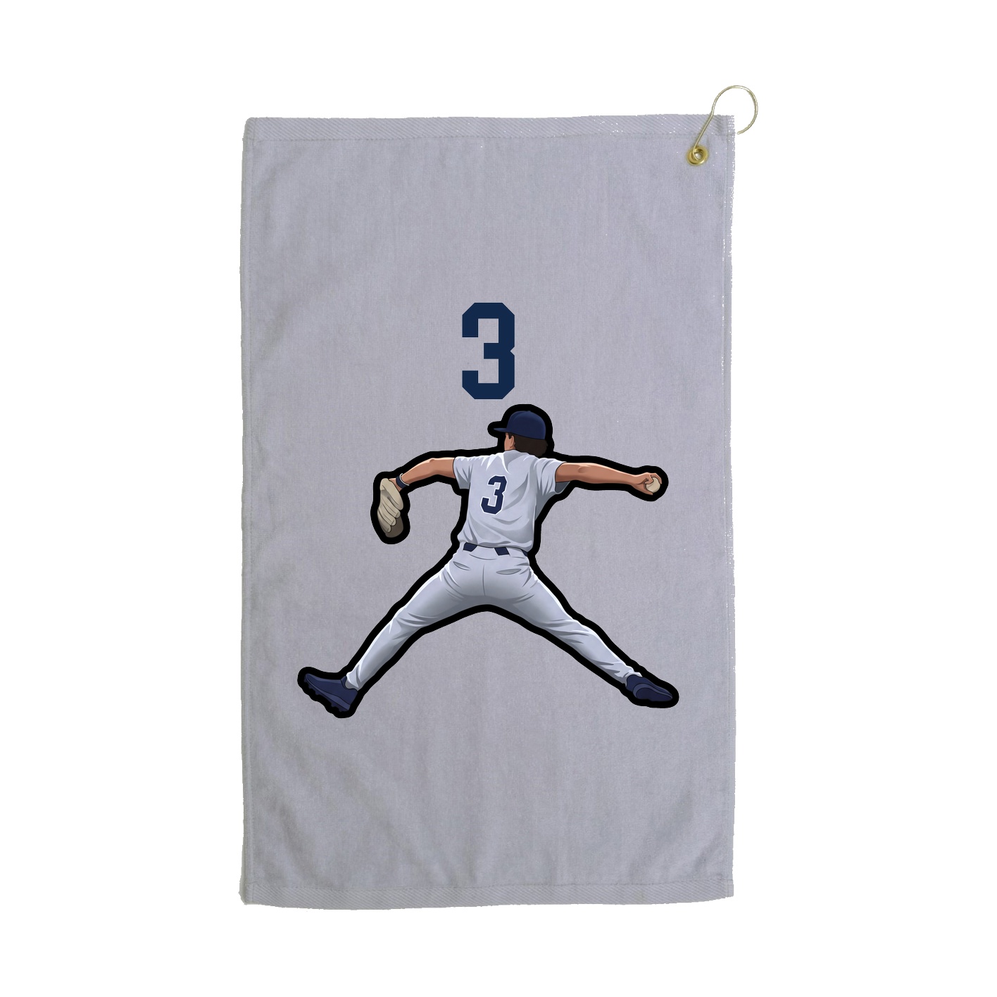 Golf Towel — Number Top in Grey
