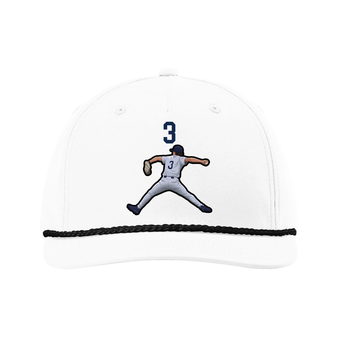 Five-Panel Classic Rope Cap — Number Top in White