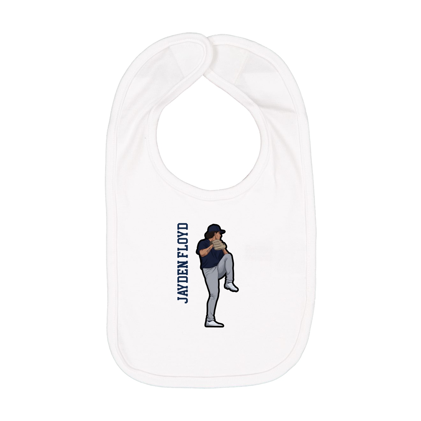 Infant Bib — Name Vertical in White