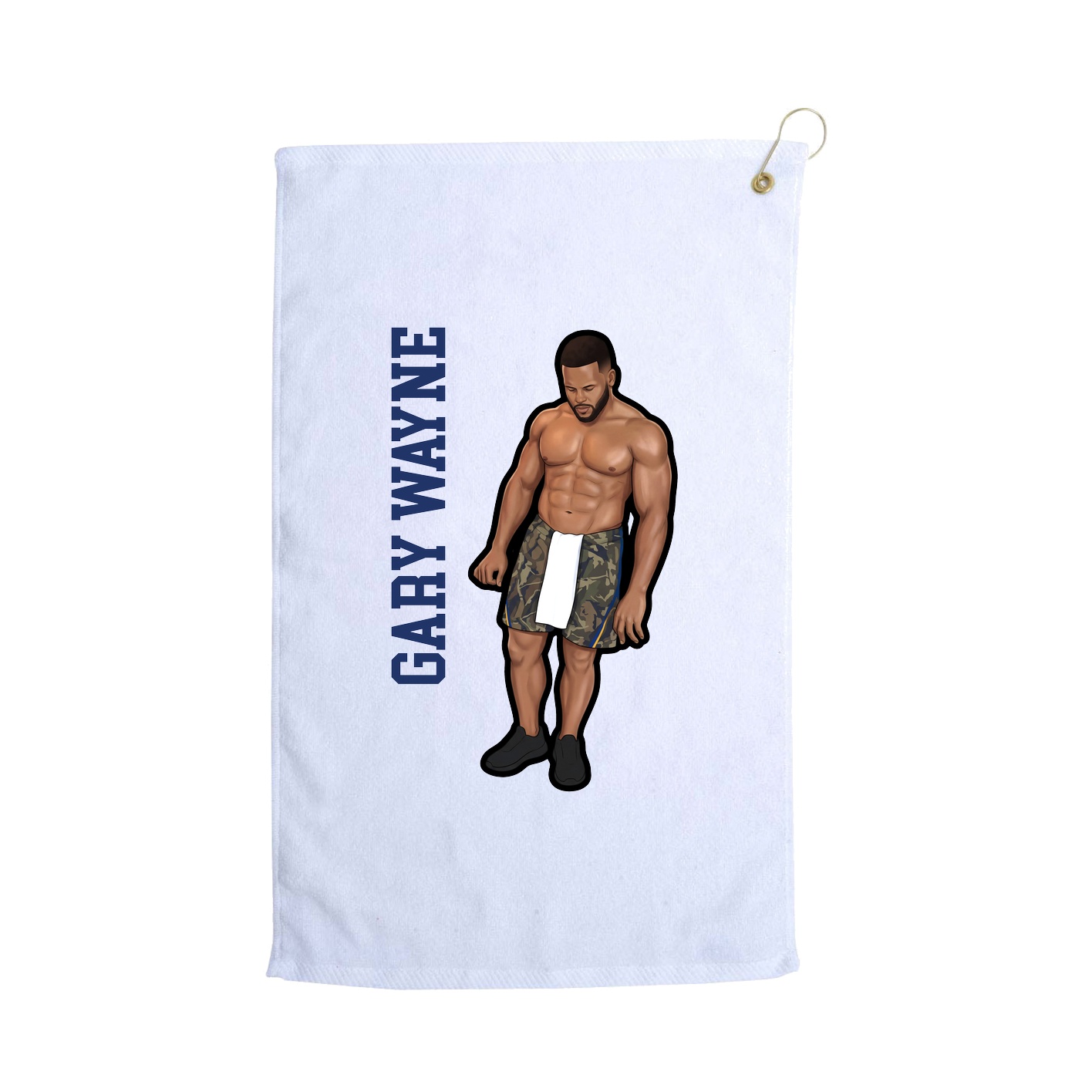 Golf Towel — Name Vertical in White