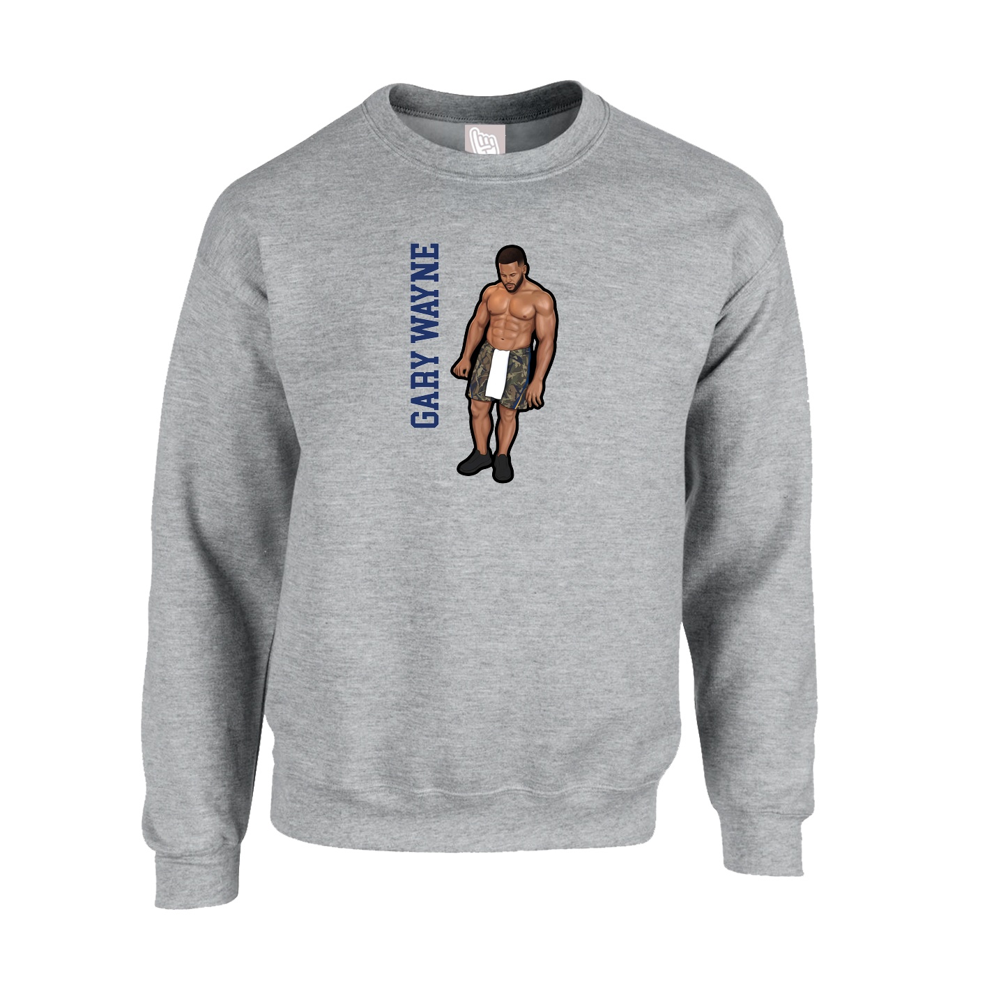 Fleece Crew — Name Vertical in Grey