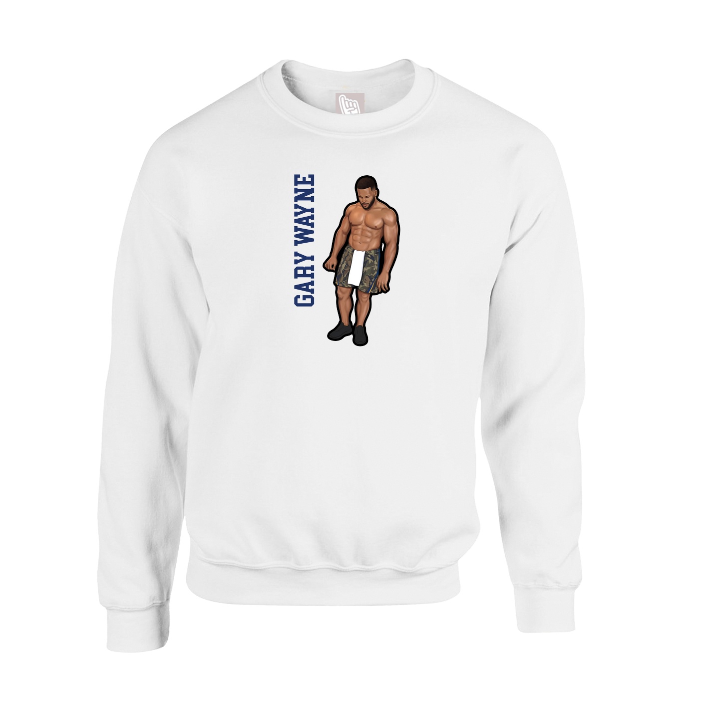 Fleece Crew — Name Vertical in White
