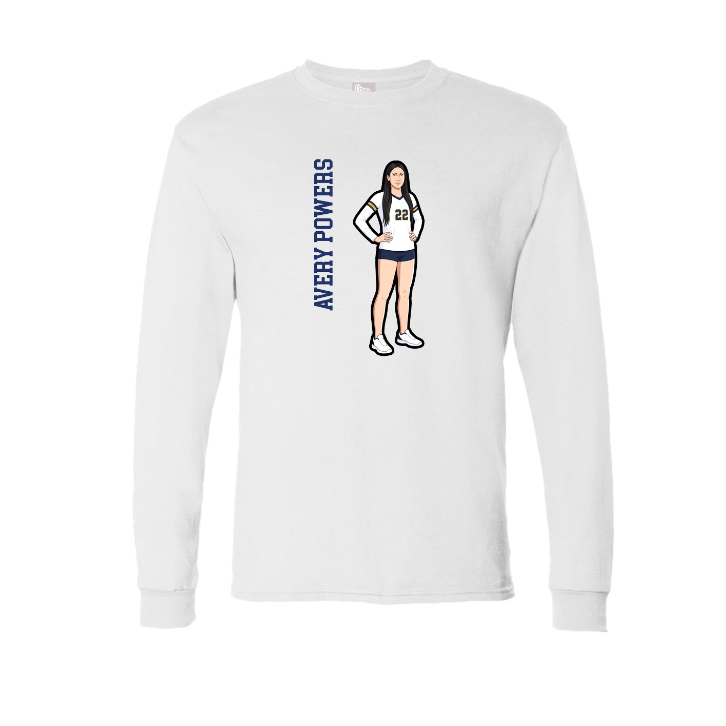 Long Sleeve Tee — Name Vertical in White