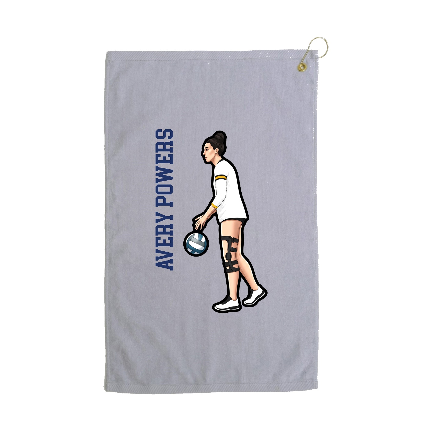 Golf Towel — Name Vertical in Grey