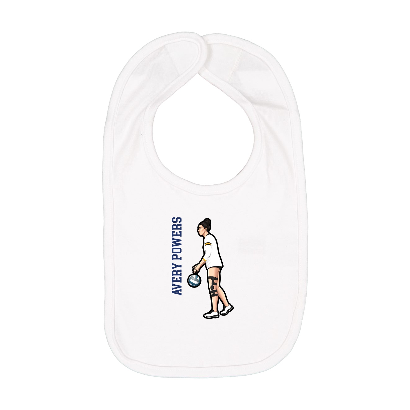 Infant Bib — Name Vertical in White