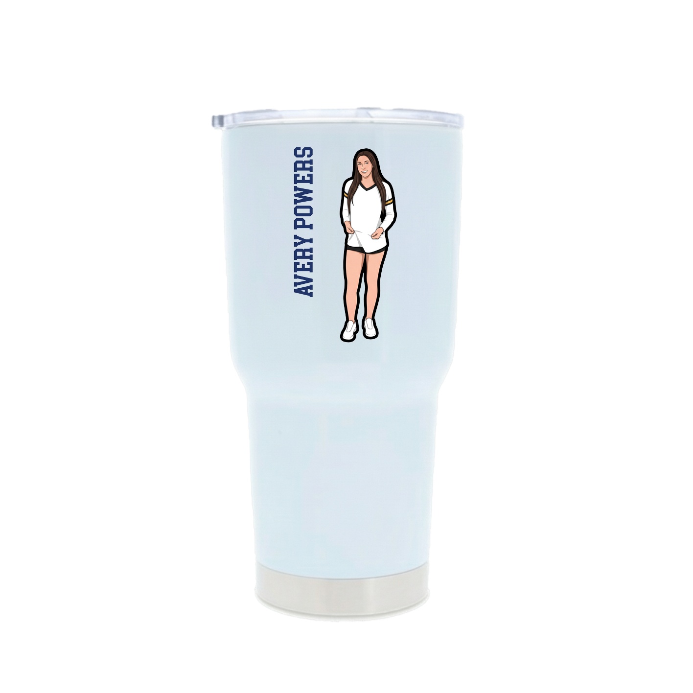 30oz Stainless Steel Tumbler — Name Vertical in White