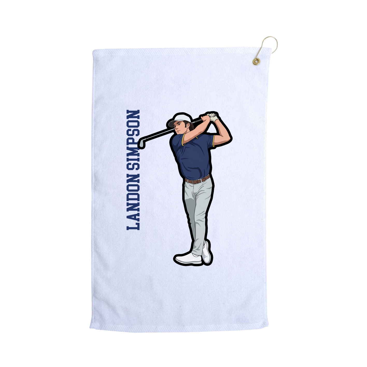 Golf Towel — Name Vertical in White