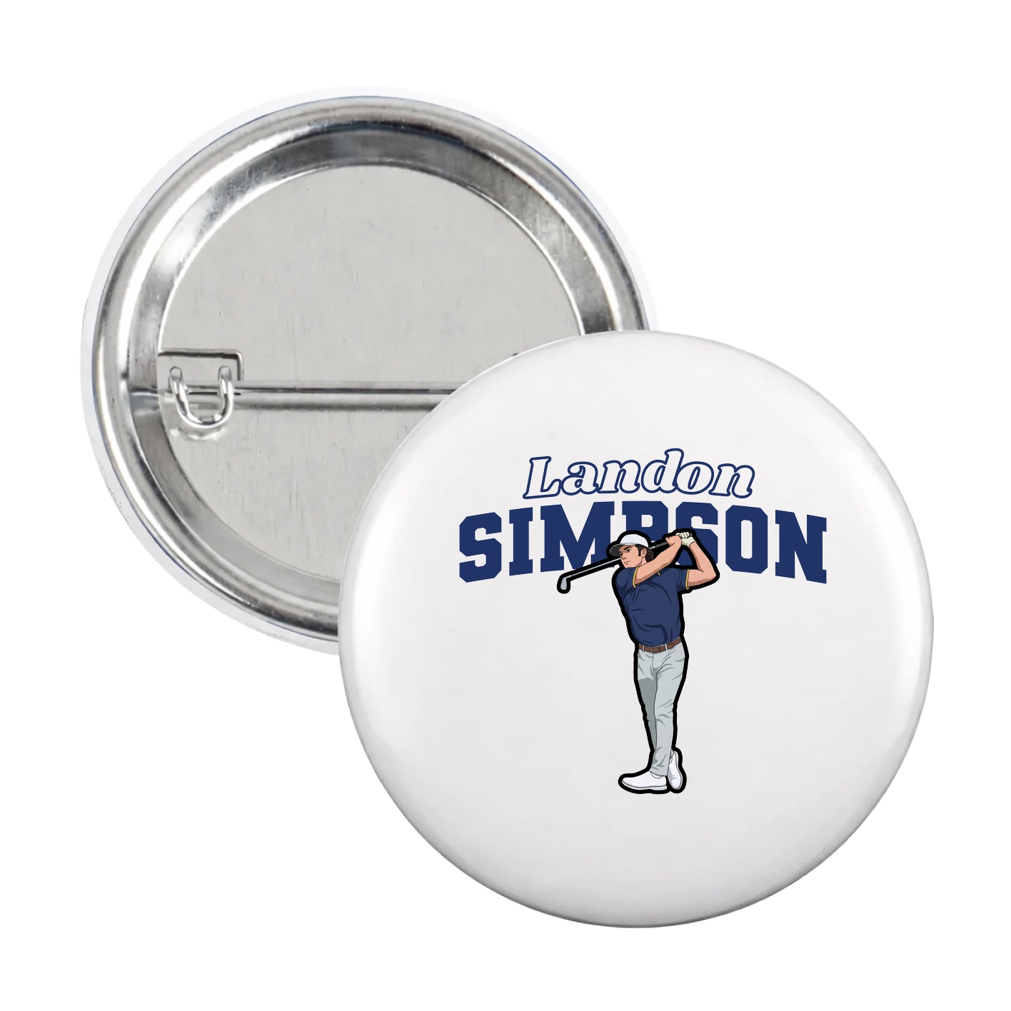 Game Day Button — Name Arch in White