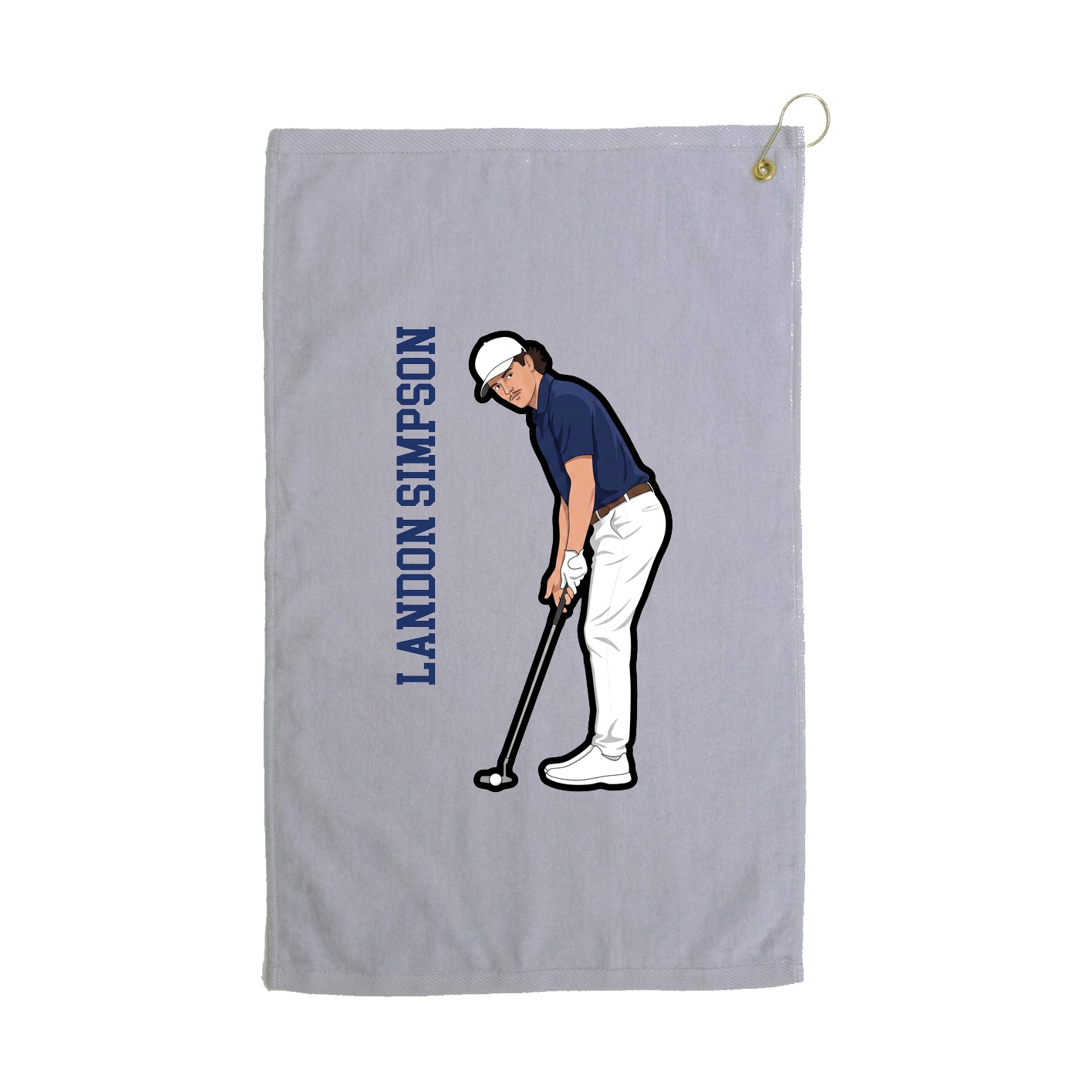 Golf Towel — Name Vertical in Grey