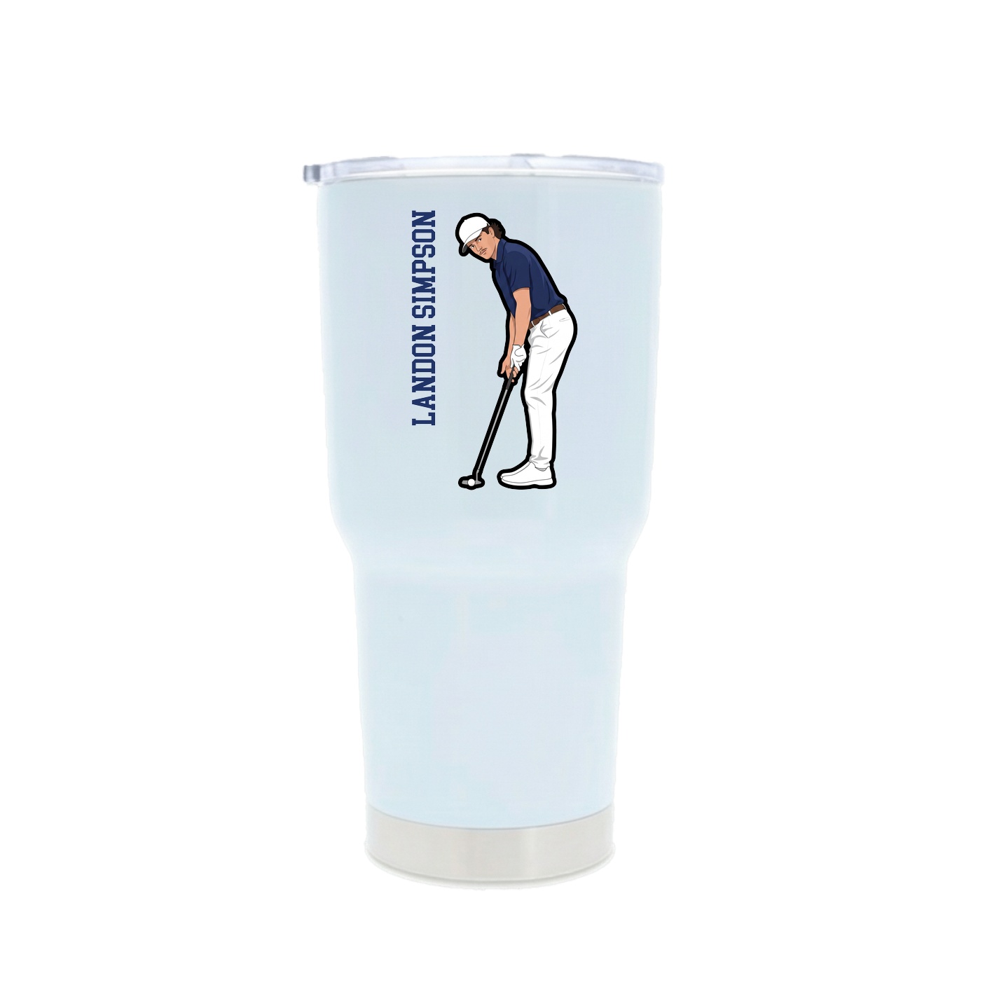 30oz Stainless Steel Tumbler — Name Vertical in White