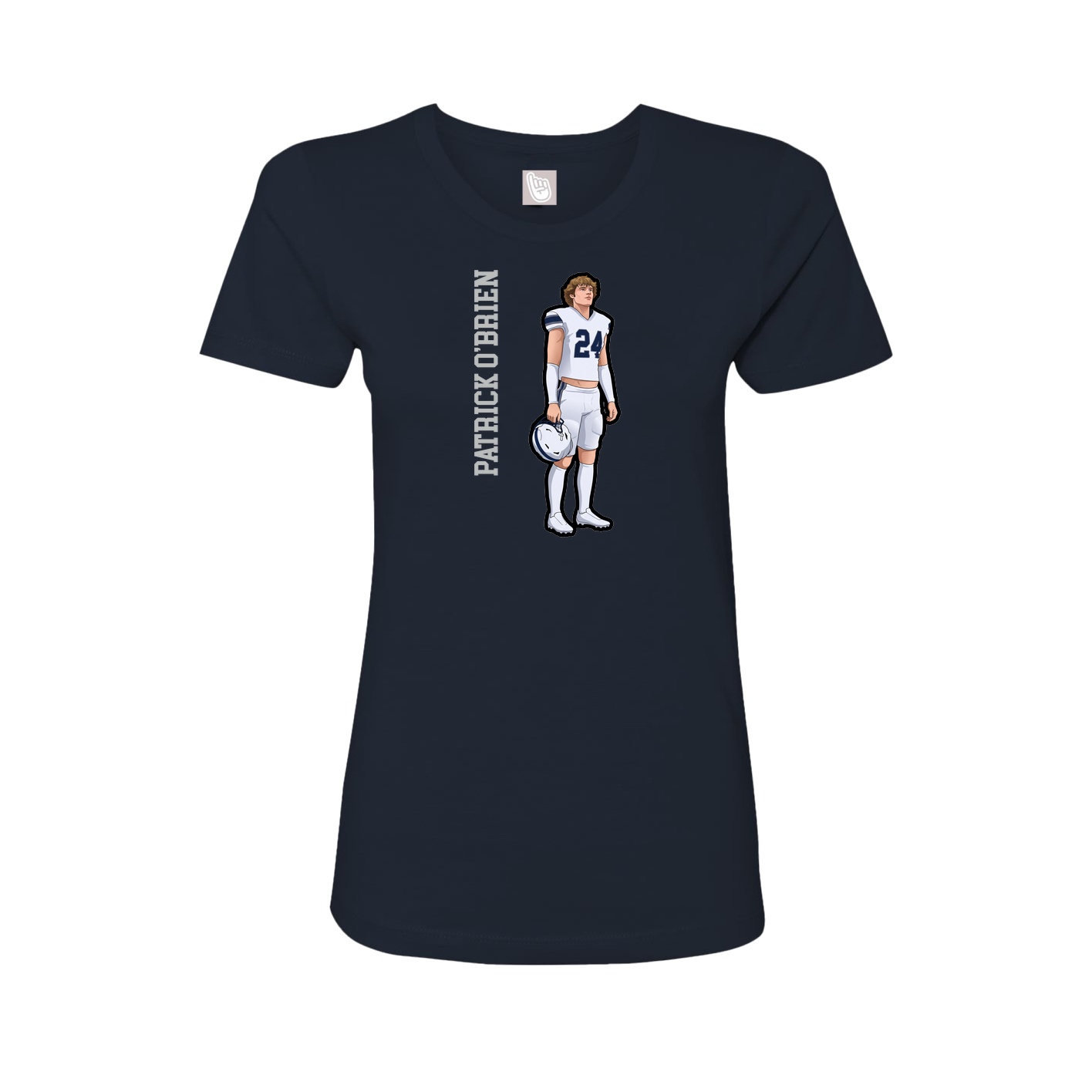 Fitted Women's Tee — Name Vertical in Navy