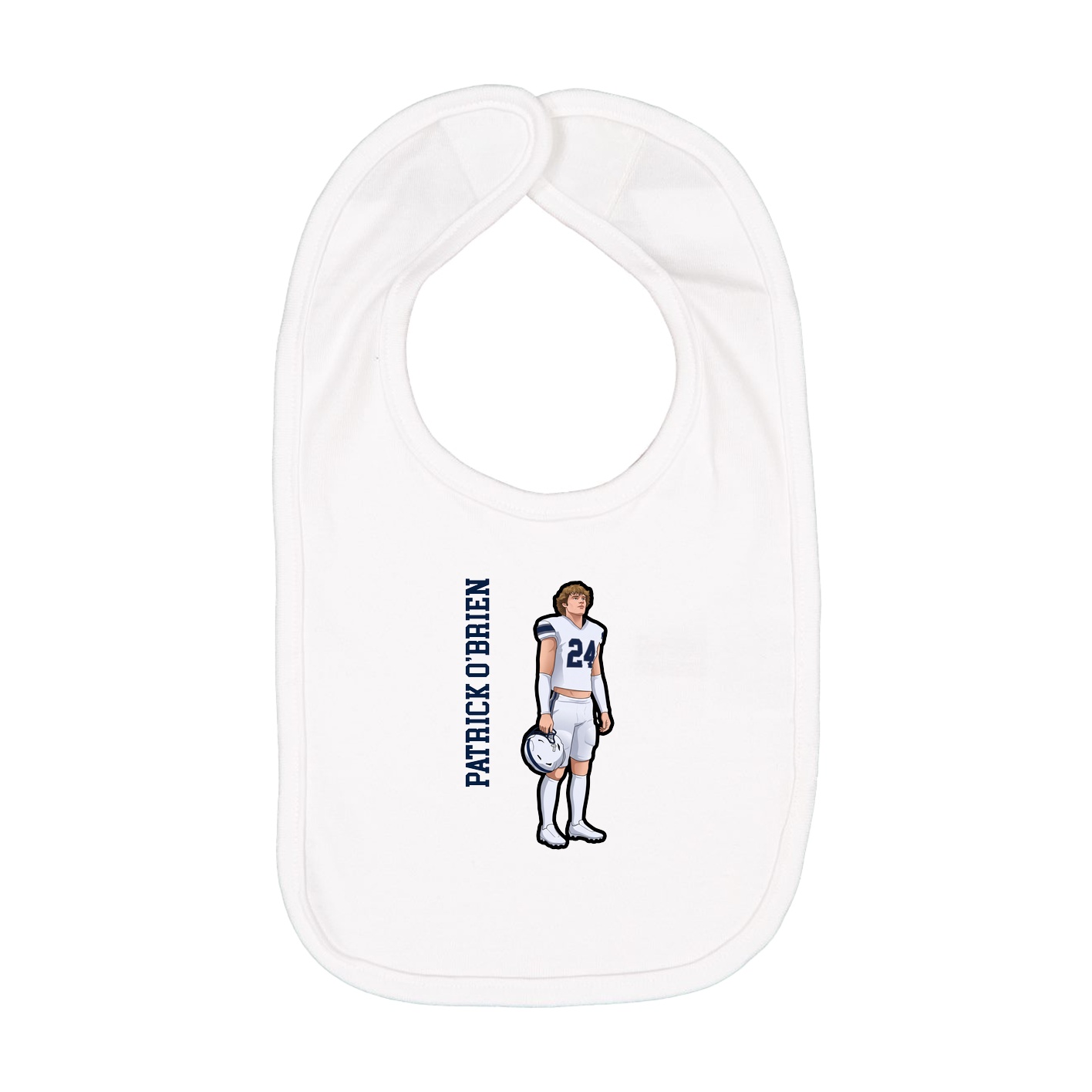 Infant Bib — Name Vertical in White