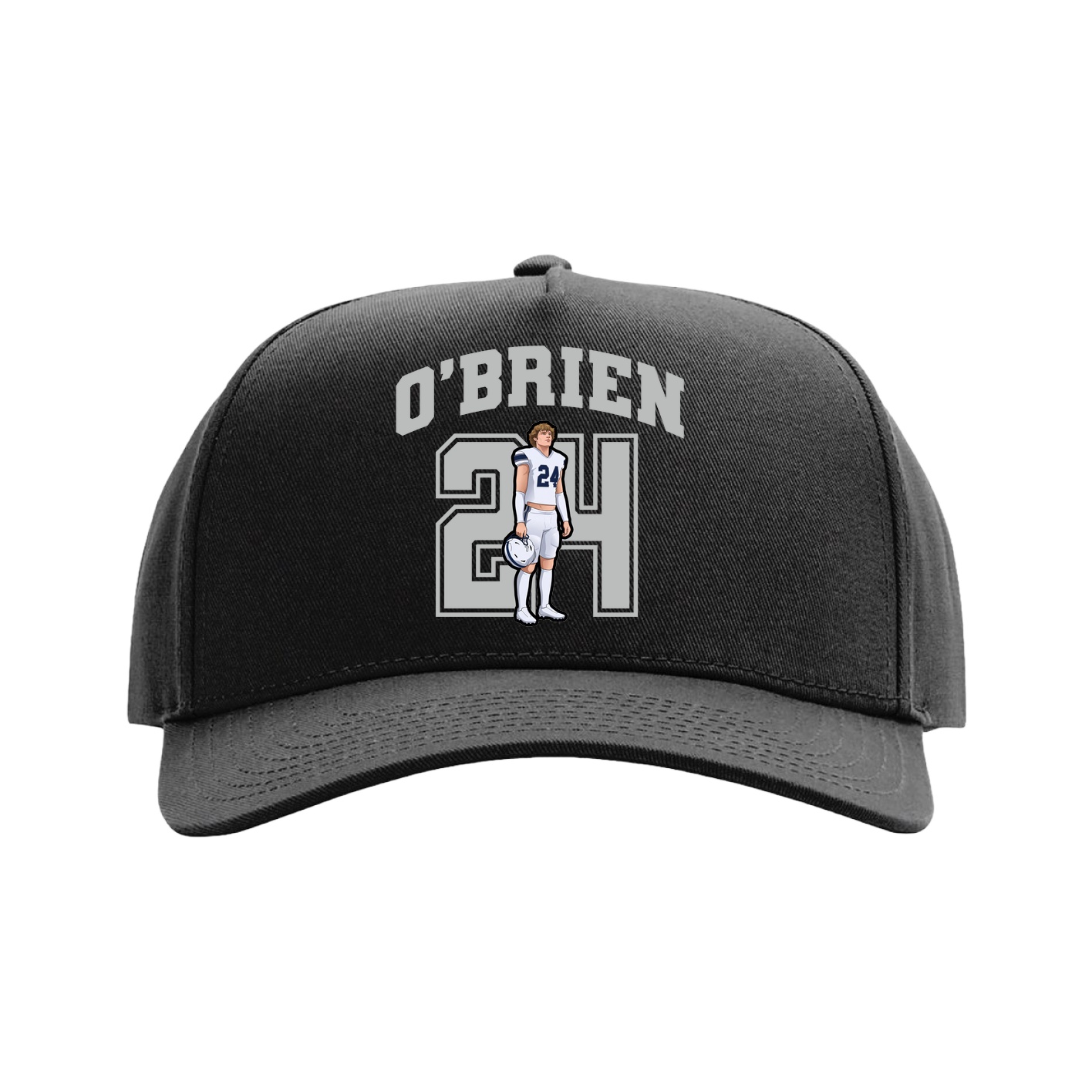 Full Fabric Five-Panel Champ Cap — Number in Black