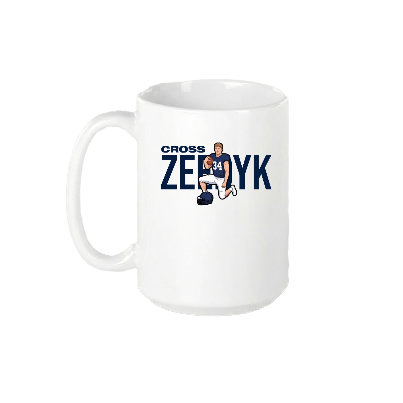 15oz Coffee Mug — Player Name in White