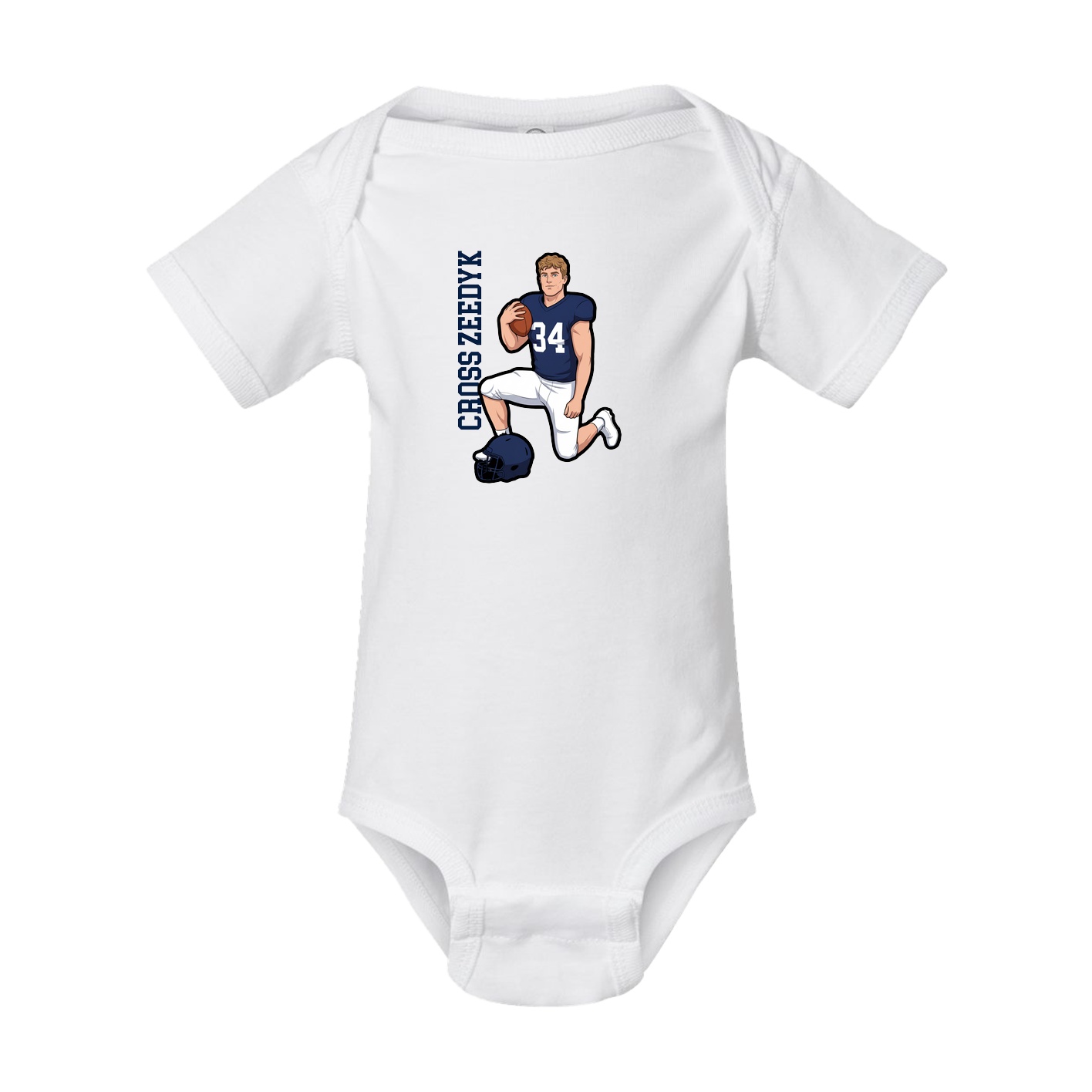 Baby Onesie — Name Vertical in White