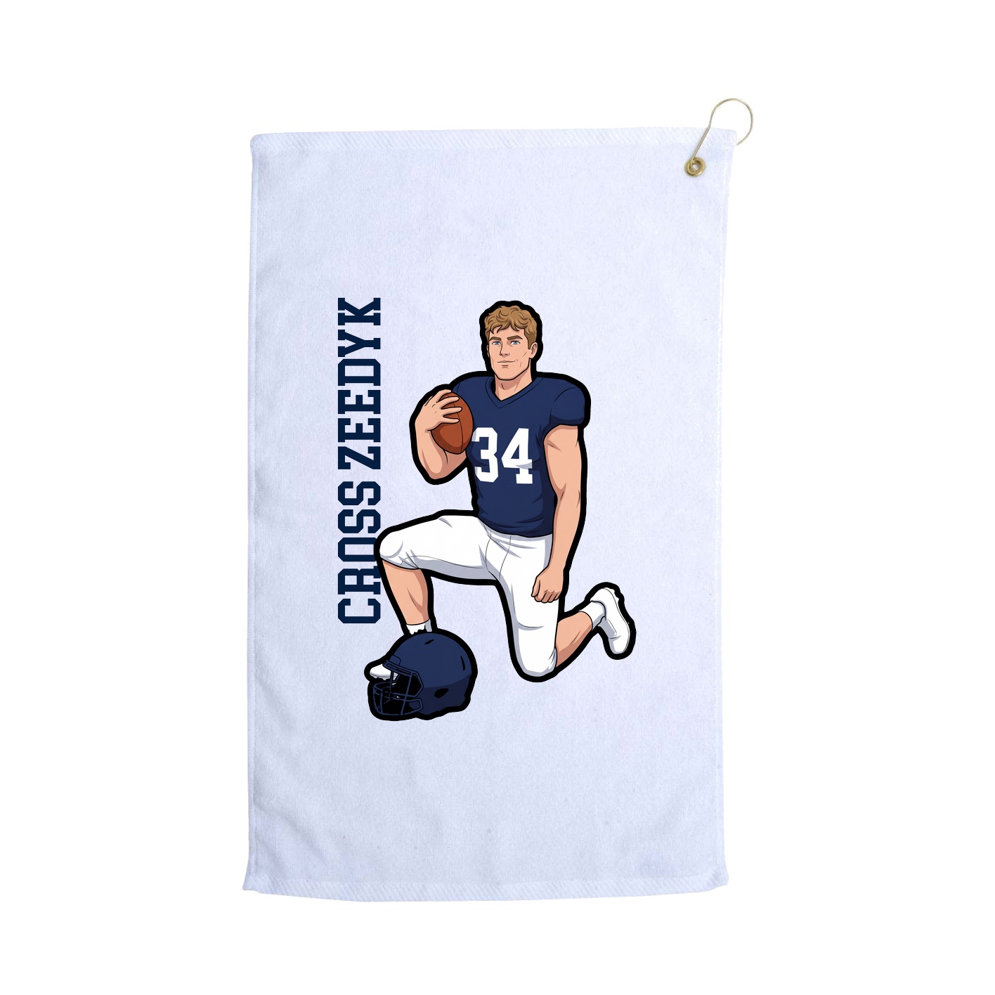 Golf Towel — Name Vertical in White
