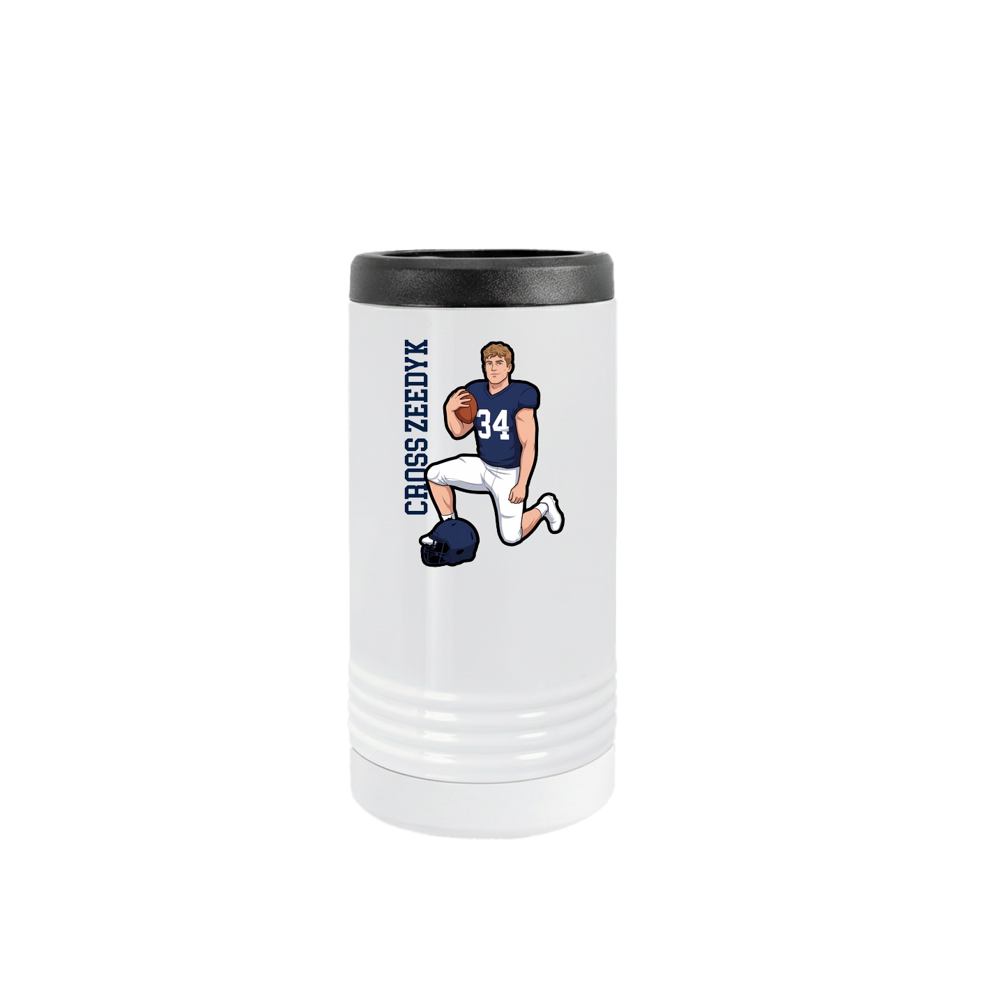 Slim Beverage Holder — Name Vertical in White