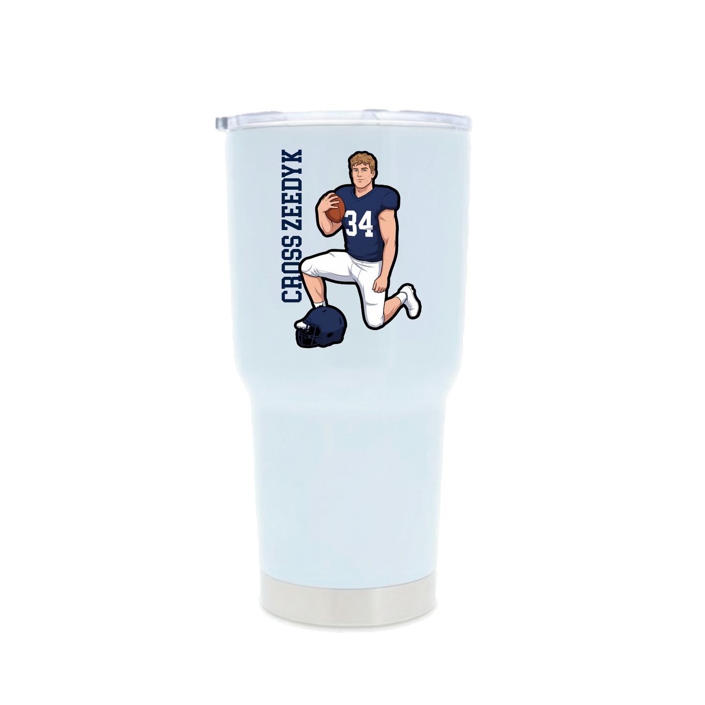 30oz Stainless Steel Tumbler — Name Vertical in White