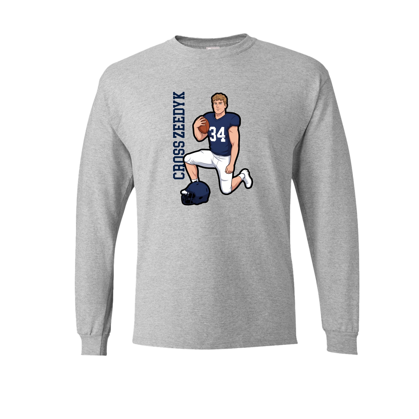 Long Sleeve Tee — Name Vertical in Grey