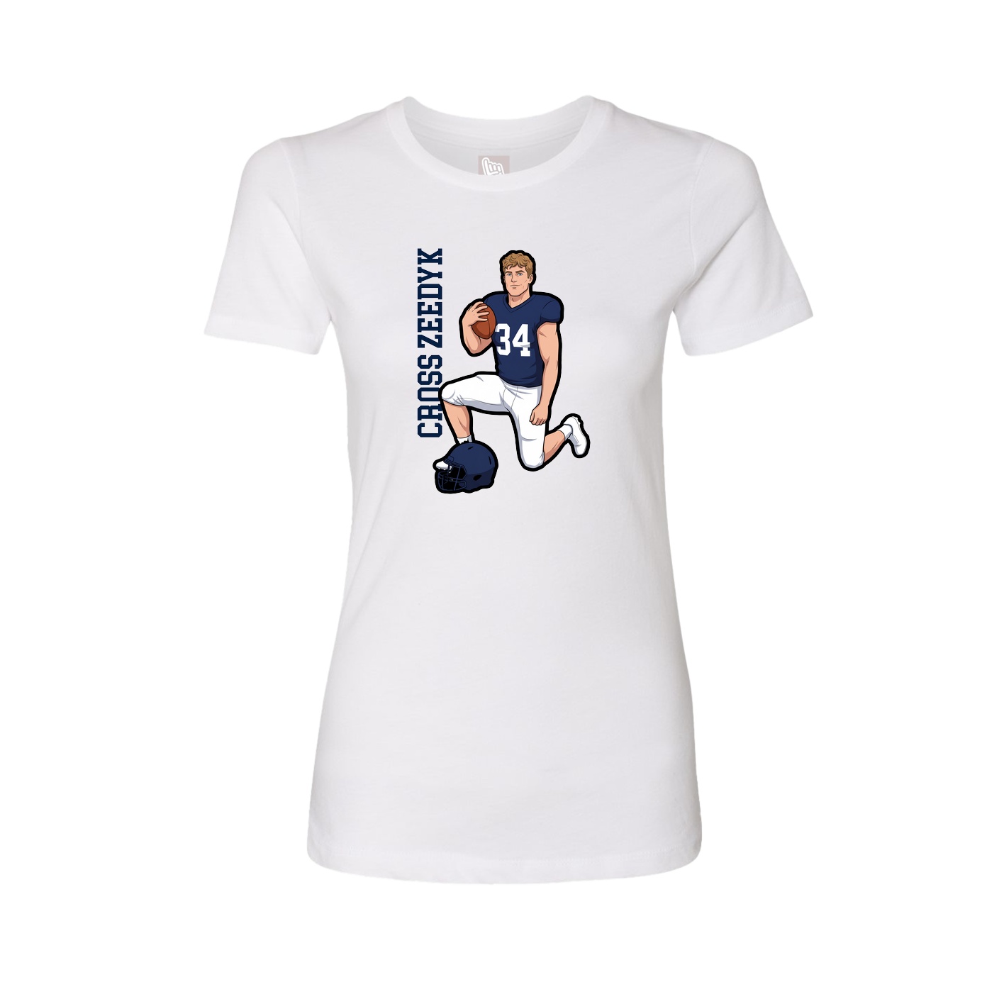 Fitted Women's Tee — Name Vertical in White