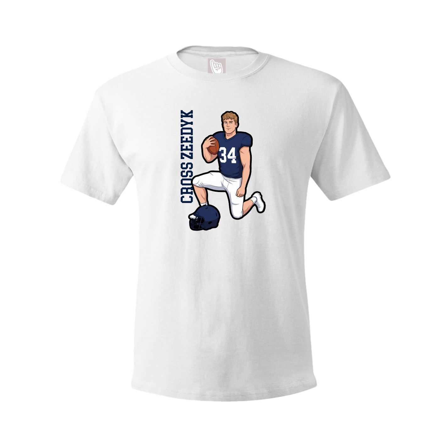 Youth Tee — Name Vertical in White